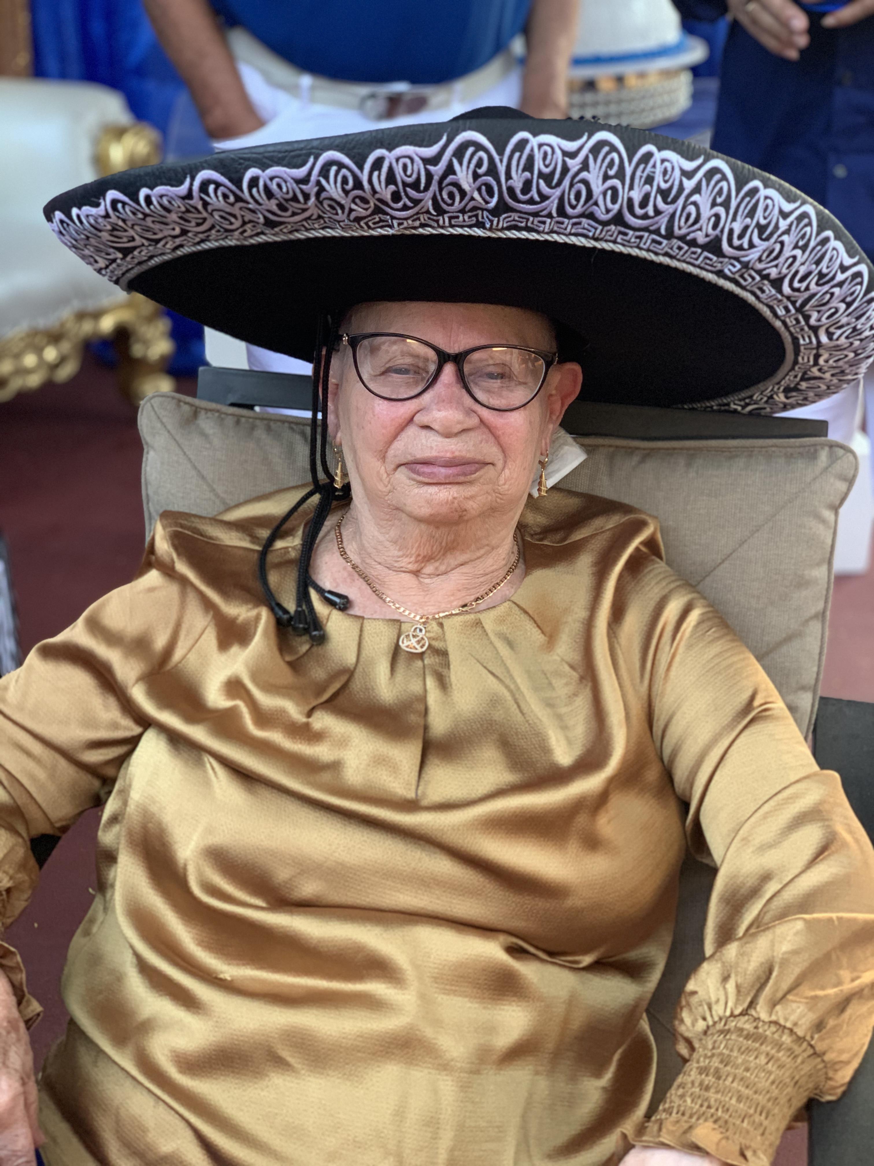 A woman wearing a sombrero