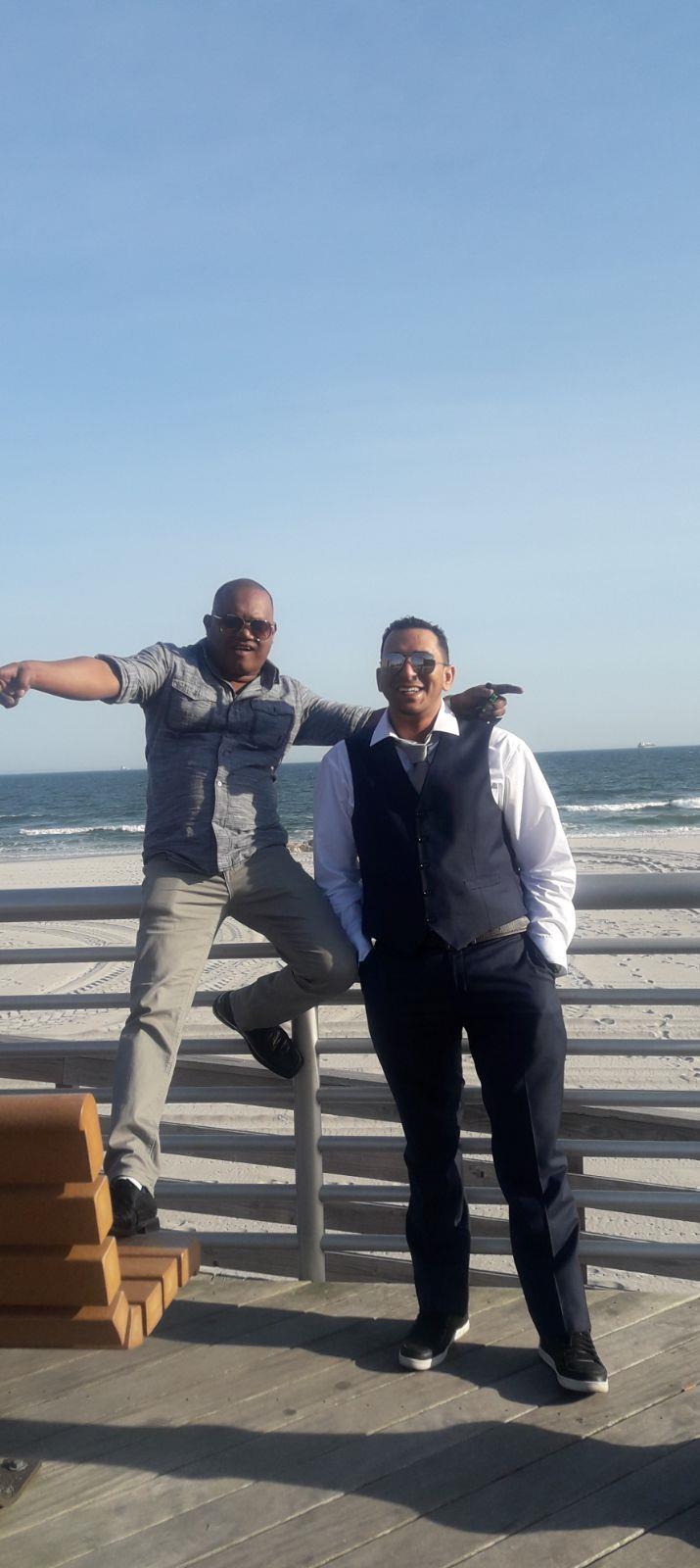 Two men posing for a picture