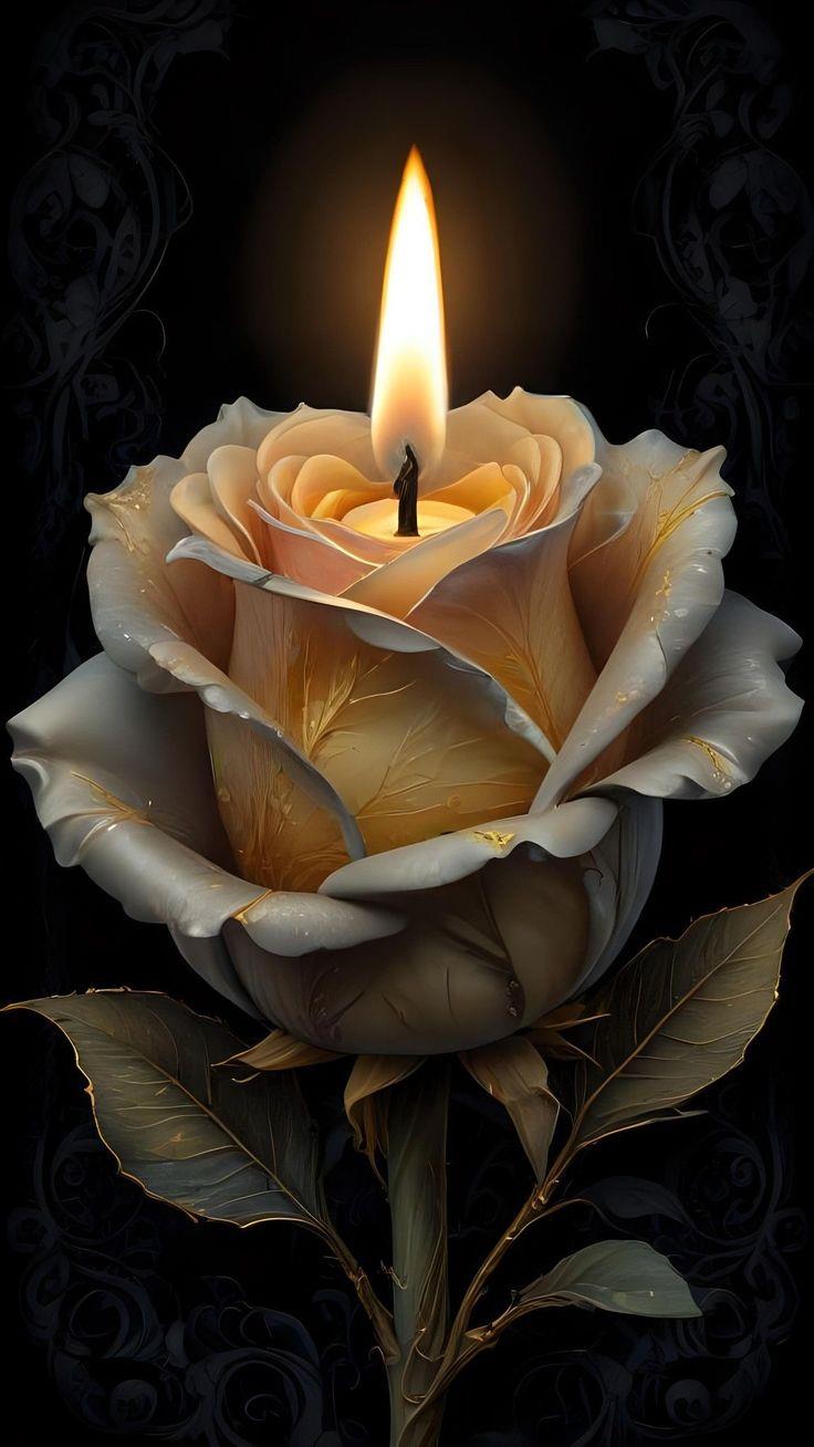 A candle in a rose