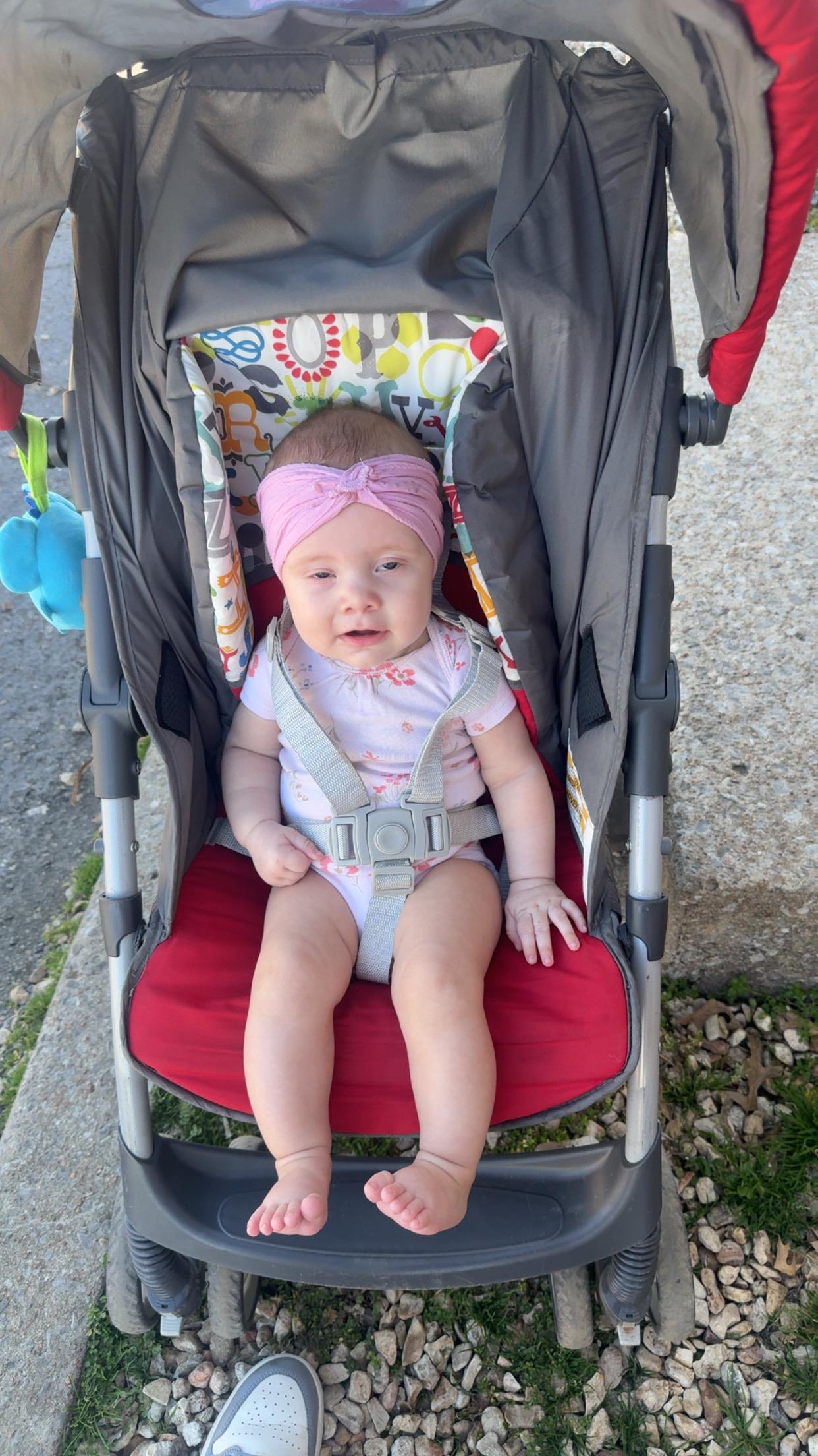 A baby in a stroller