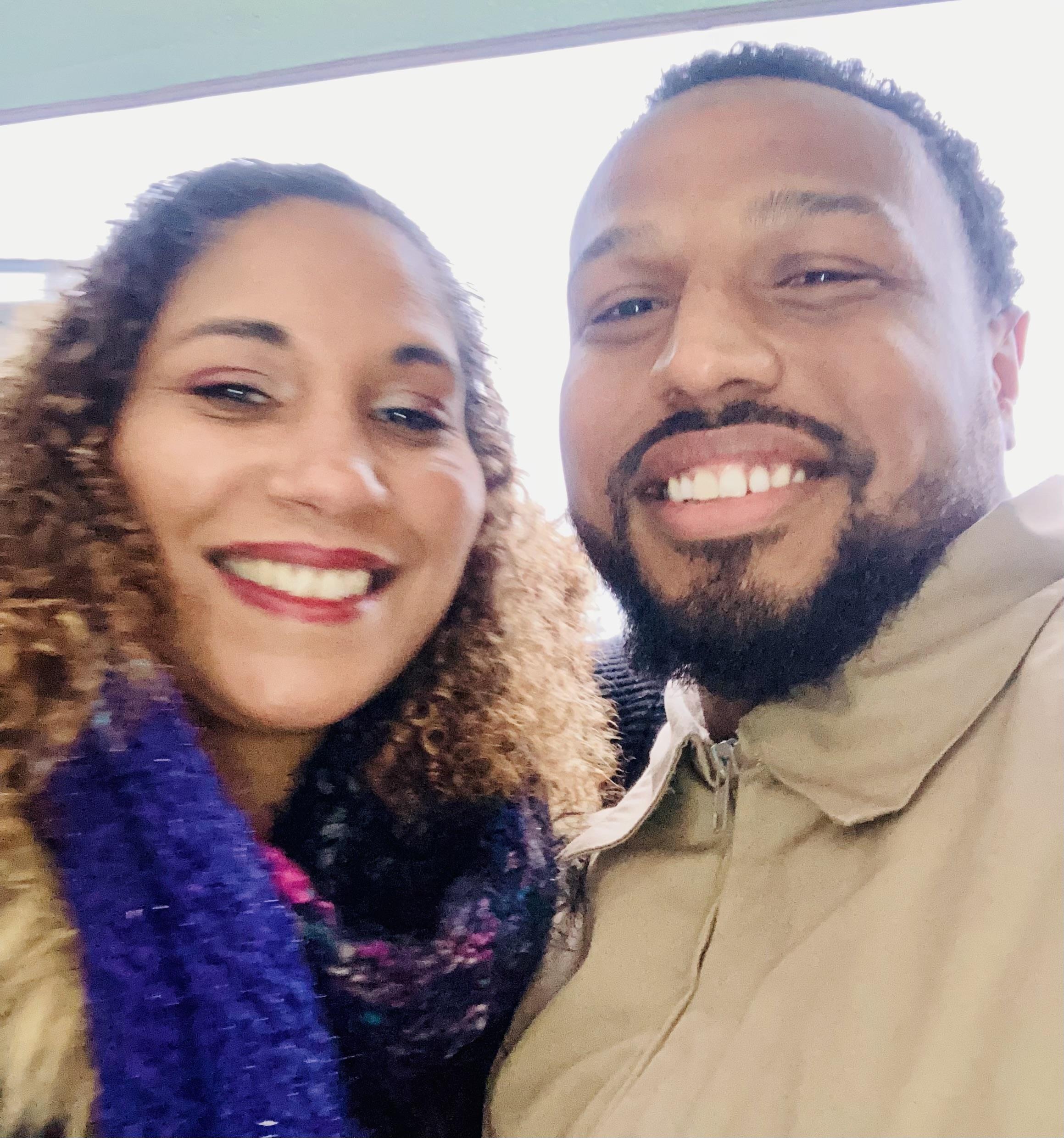A man and woman taking a selfie