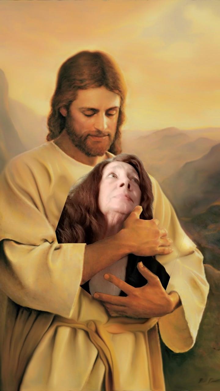 A man holding a woman