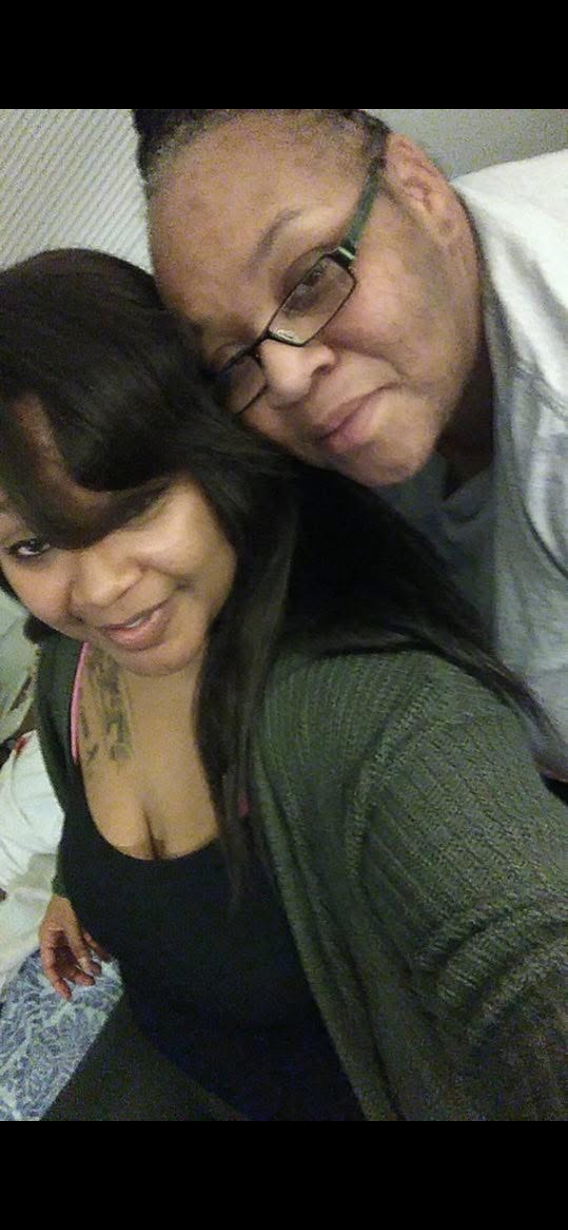 A selfie of two women