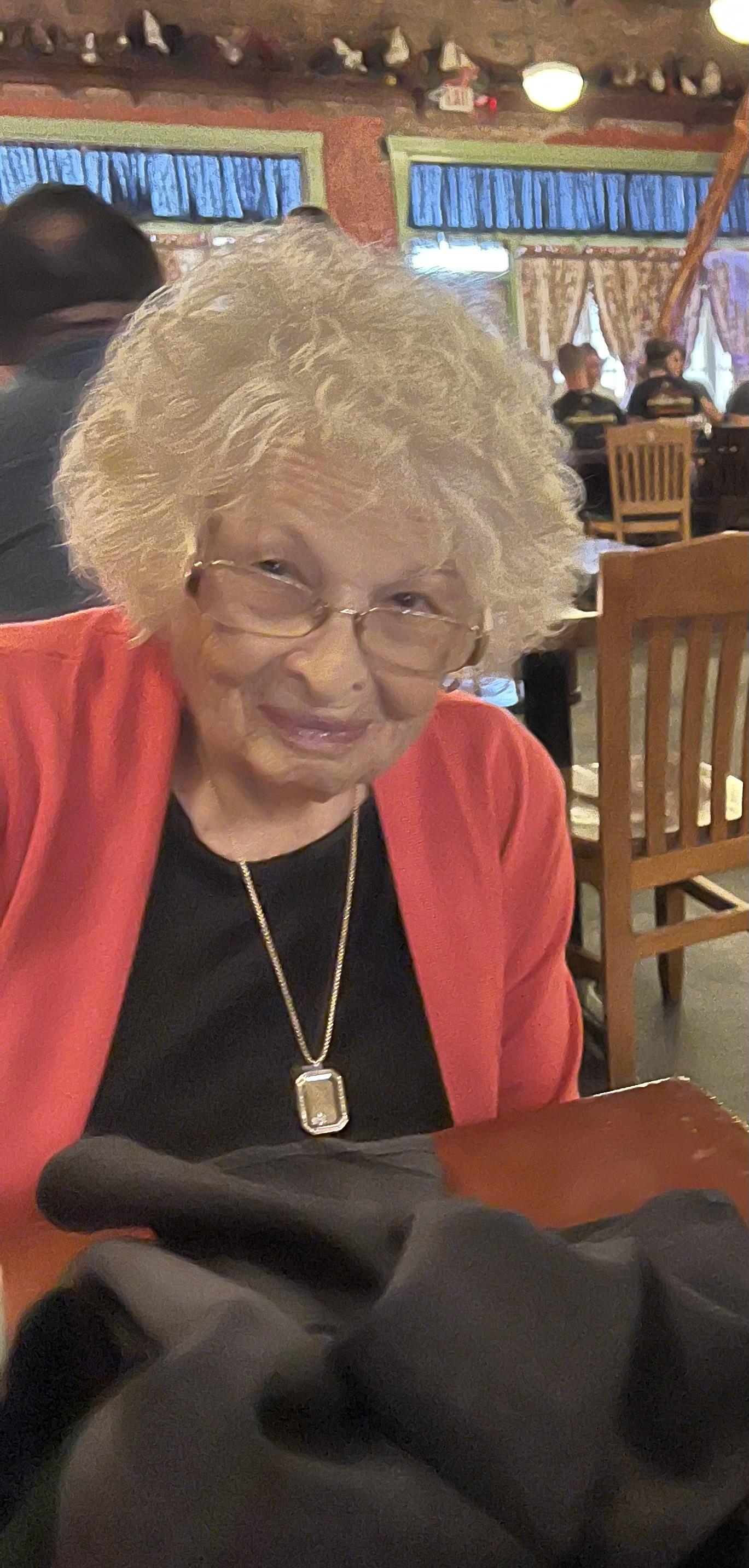A woman smiling at camera