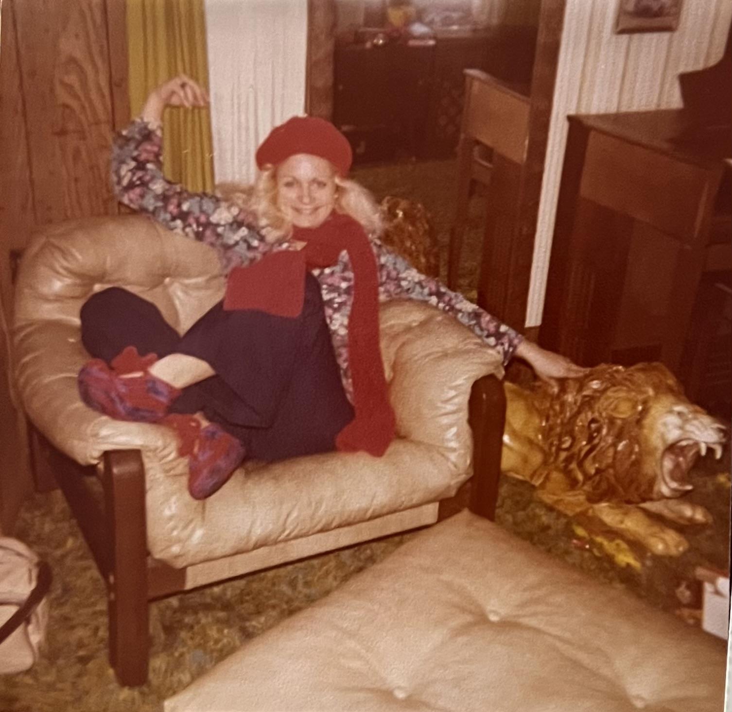 A woman sitting in a chair