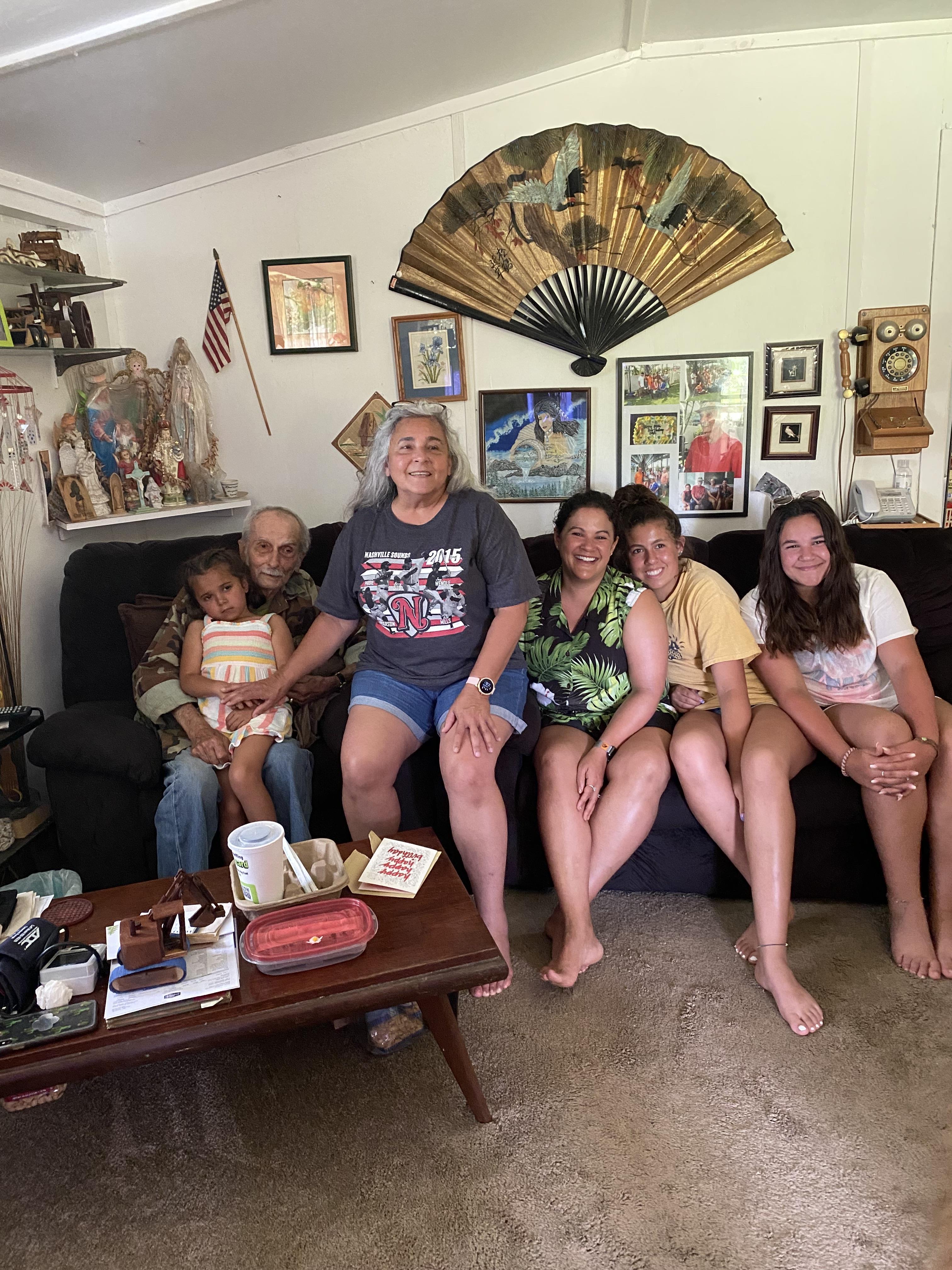 A group of people sitting on a couch