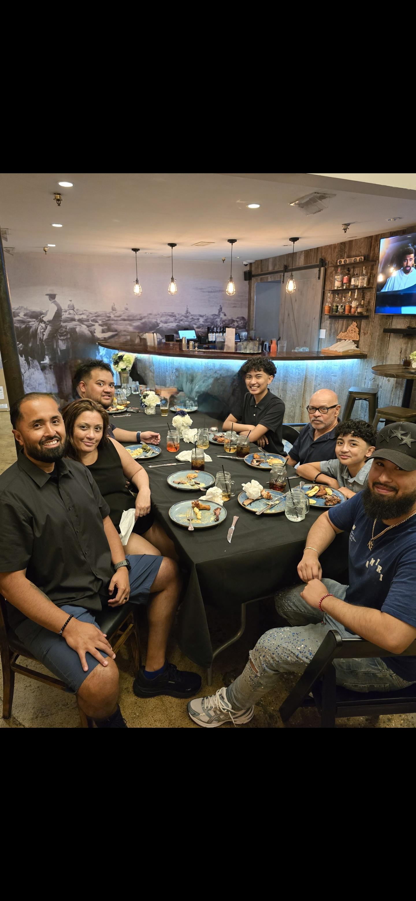 A group of people sitting around a table