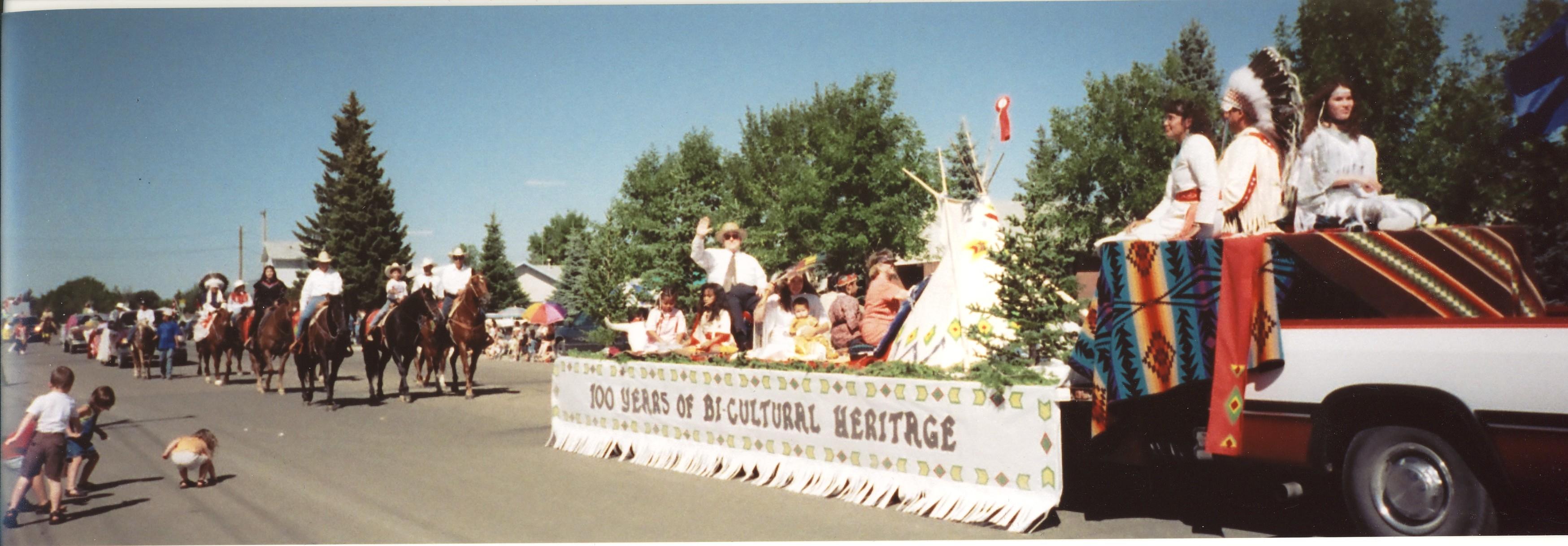 A group of people on a float