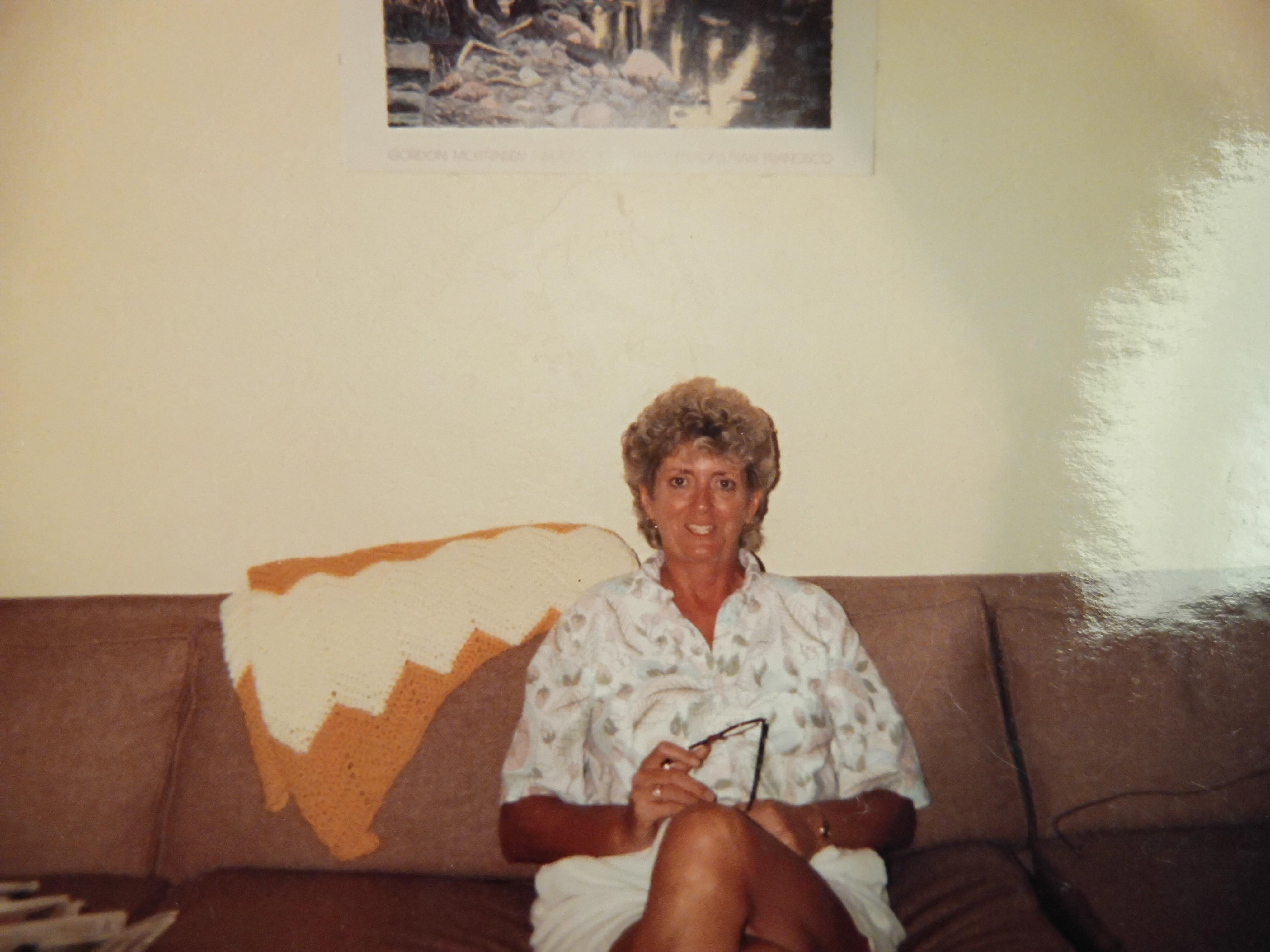 A woman sitting on a couch