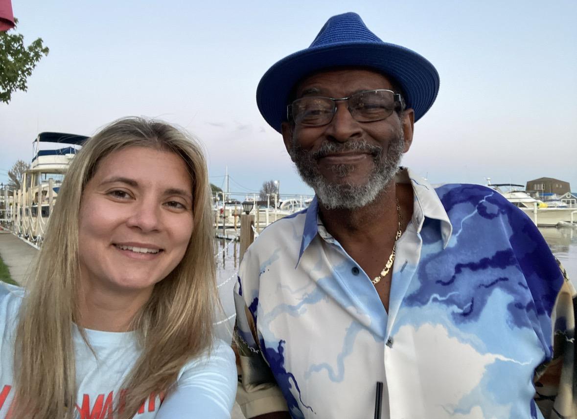 A man and woman taking a selfie