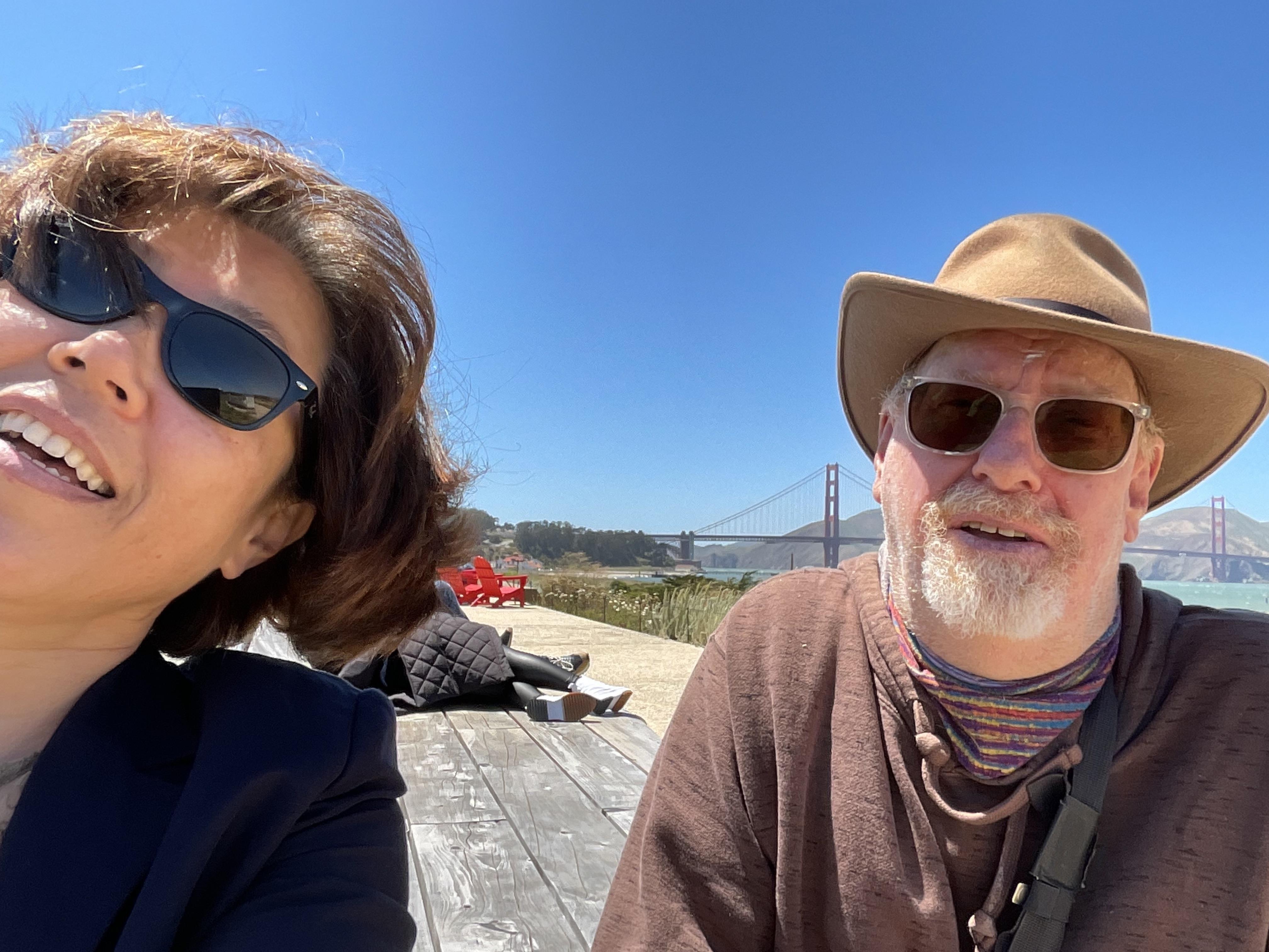 A man and woman taking a selfie