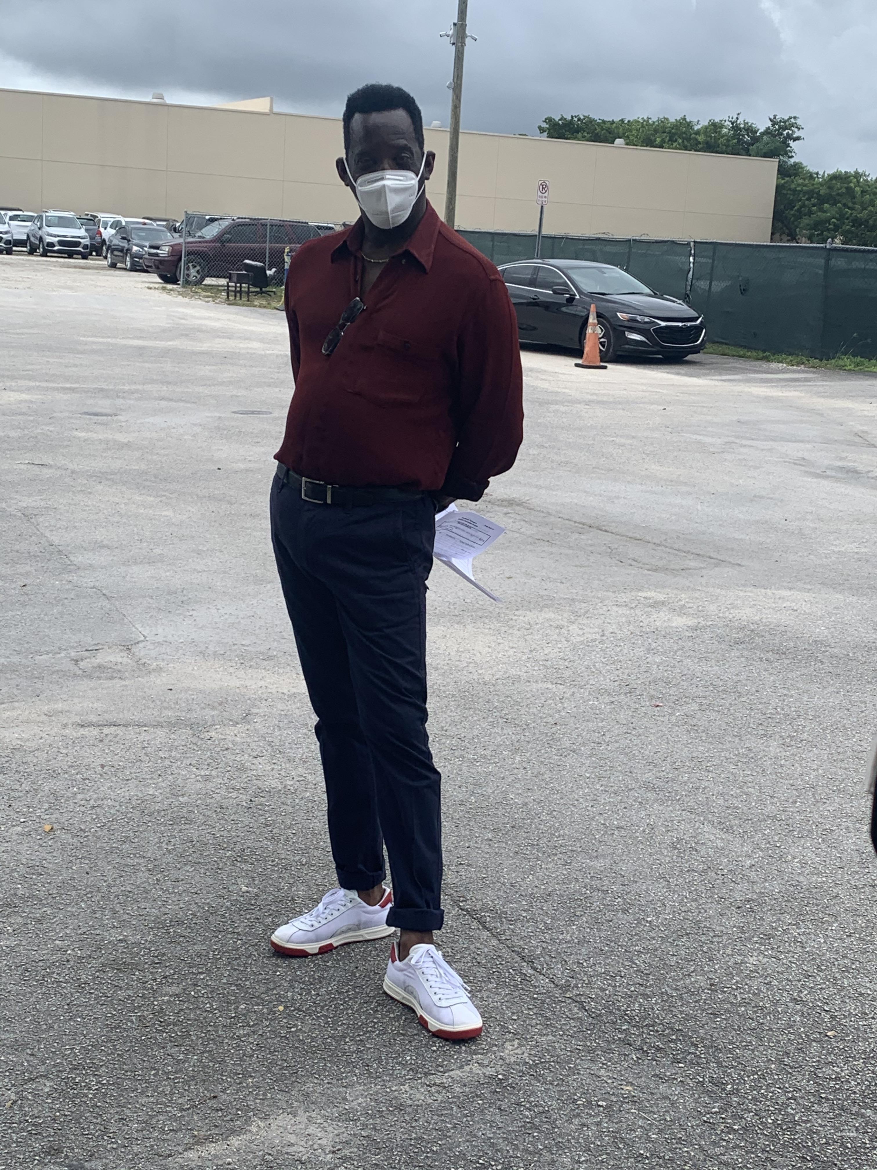 A man wearing a face mask