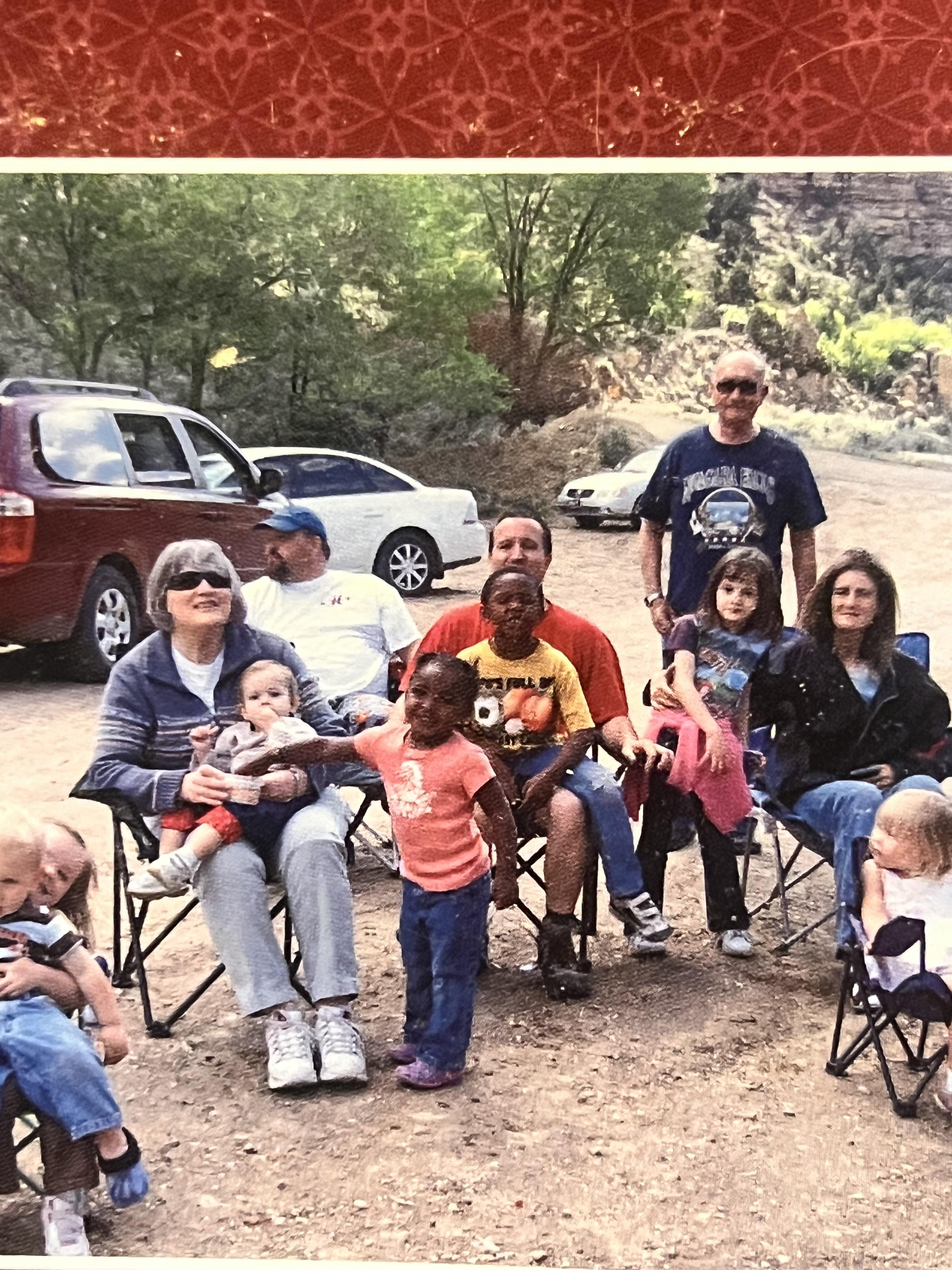 A group of people sitting in chairs