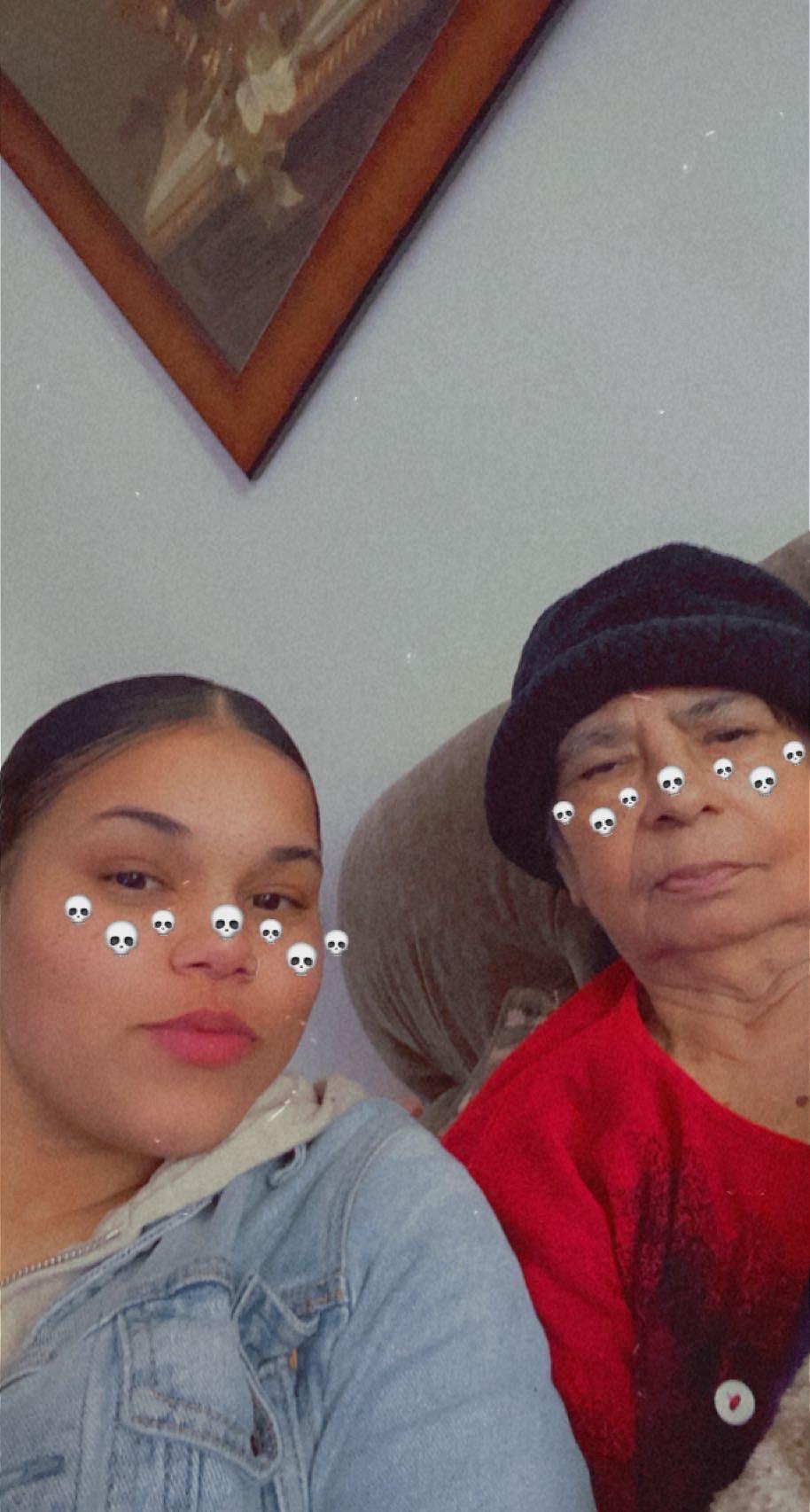 A woman and a woman with eyes on their faces