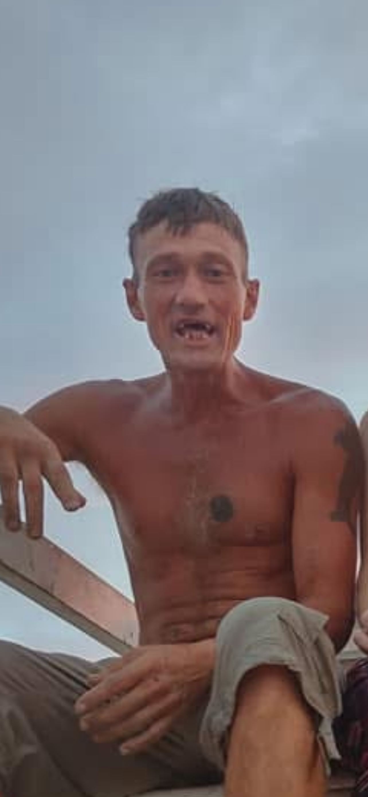 A man with no shirt