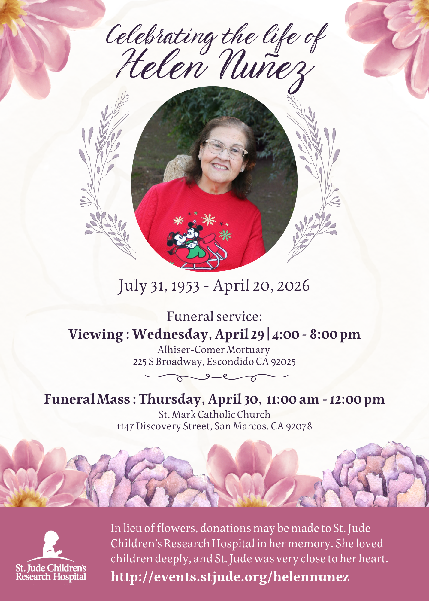A funeral service invitation