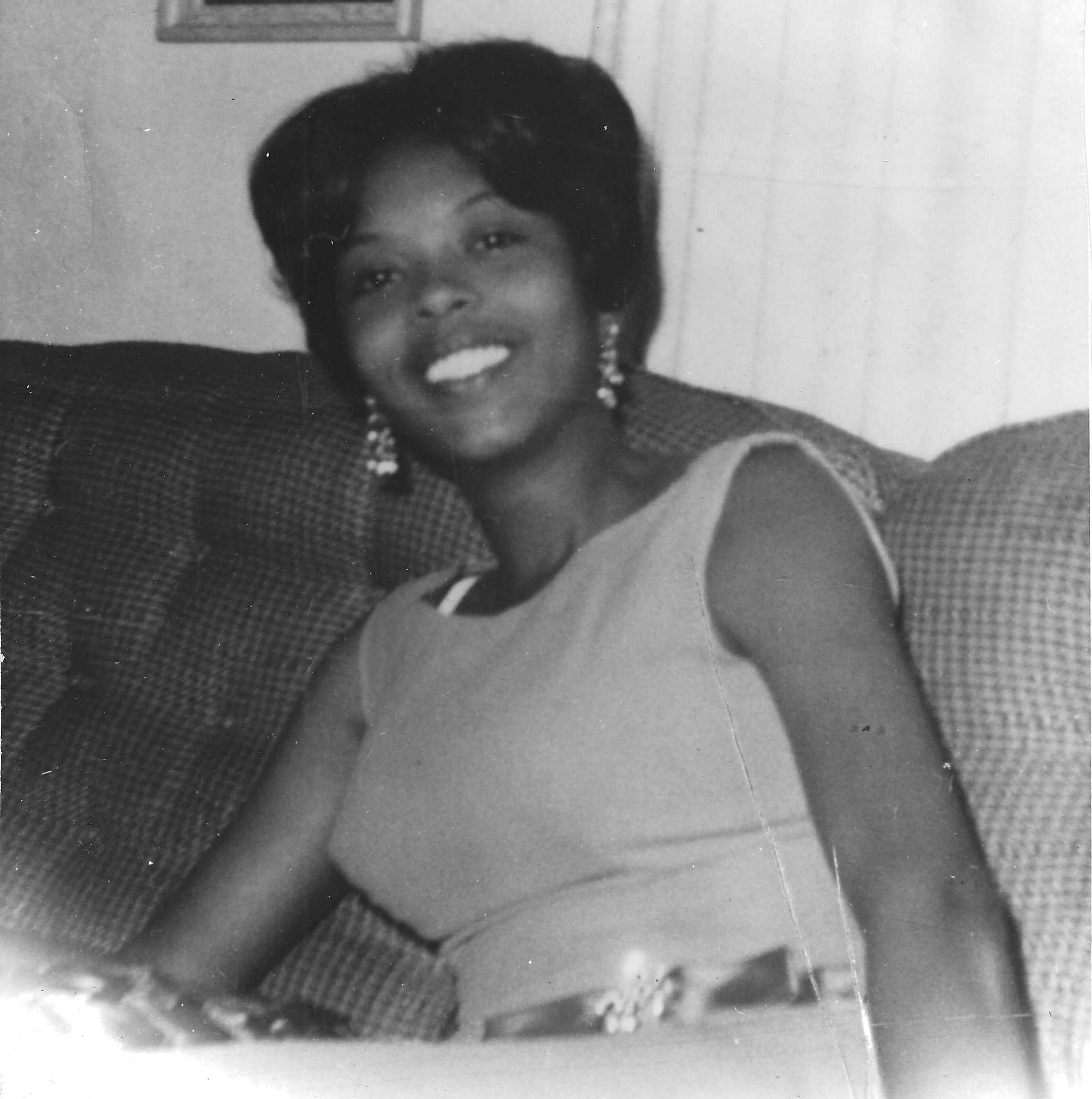 A woman sitting on a couch