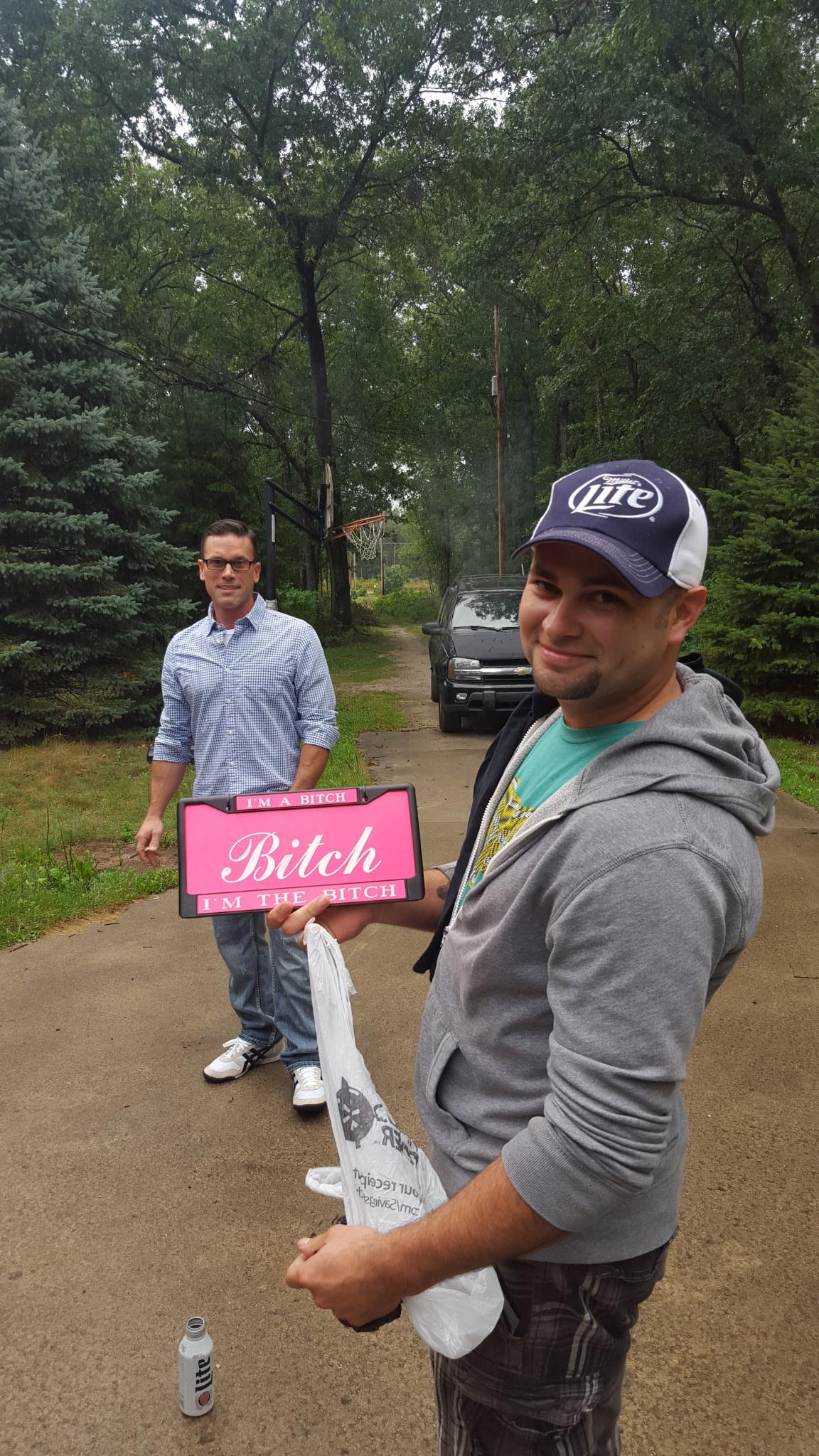 A man holding a sign