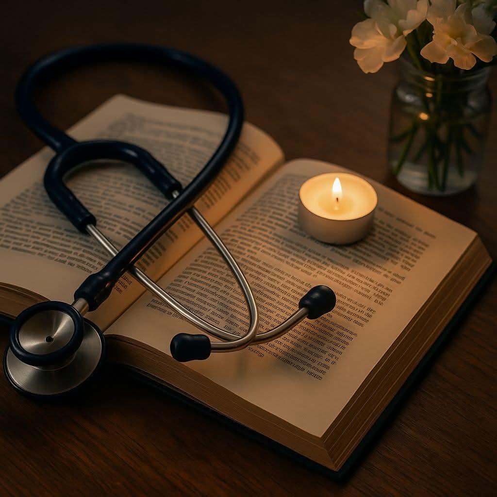 A stethoscope on a book