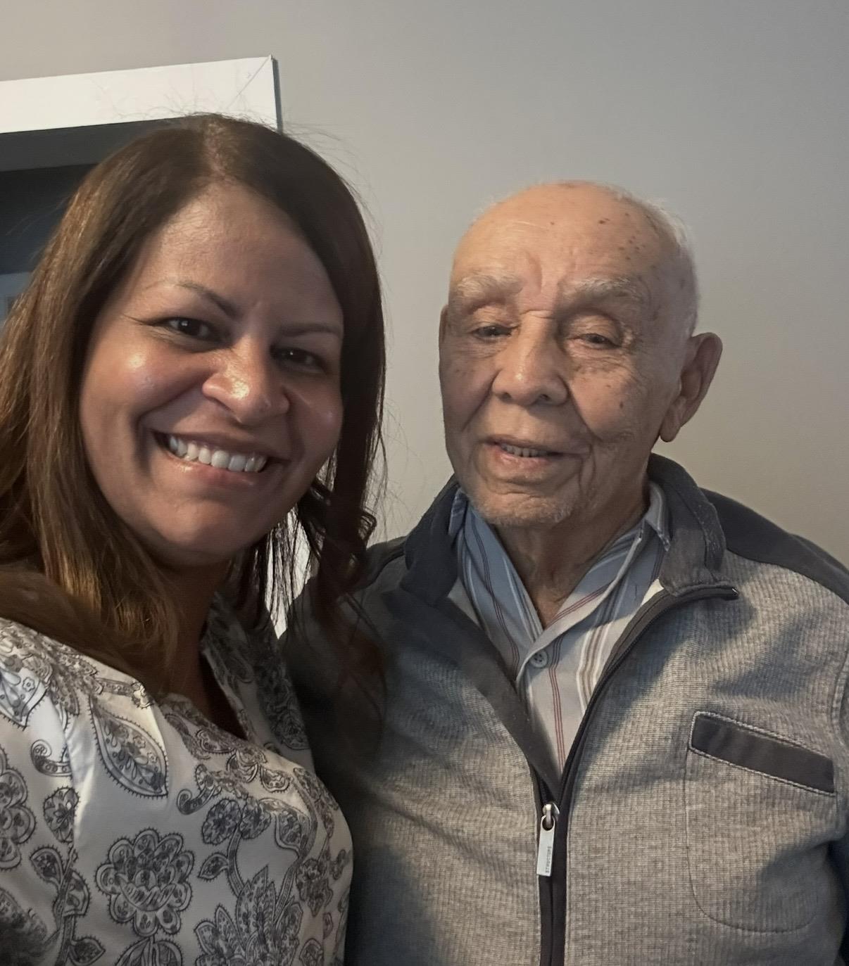 A woman and an old man