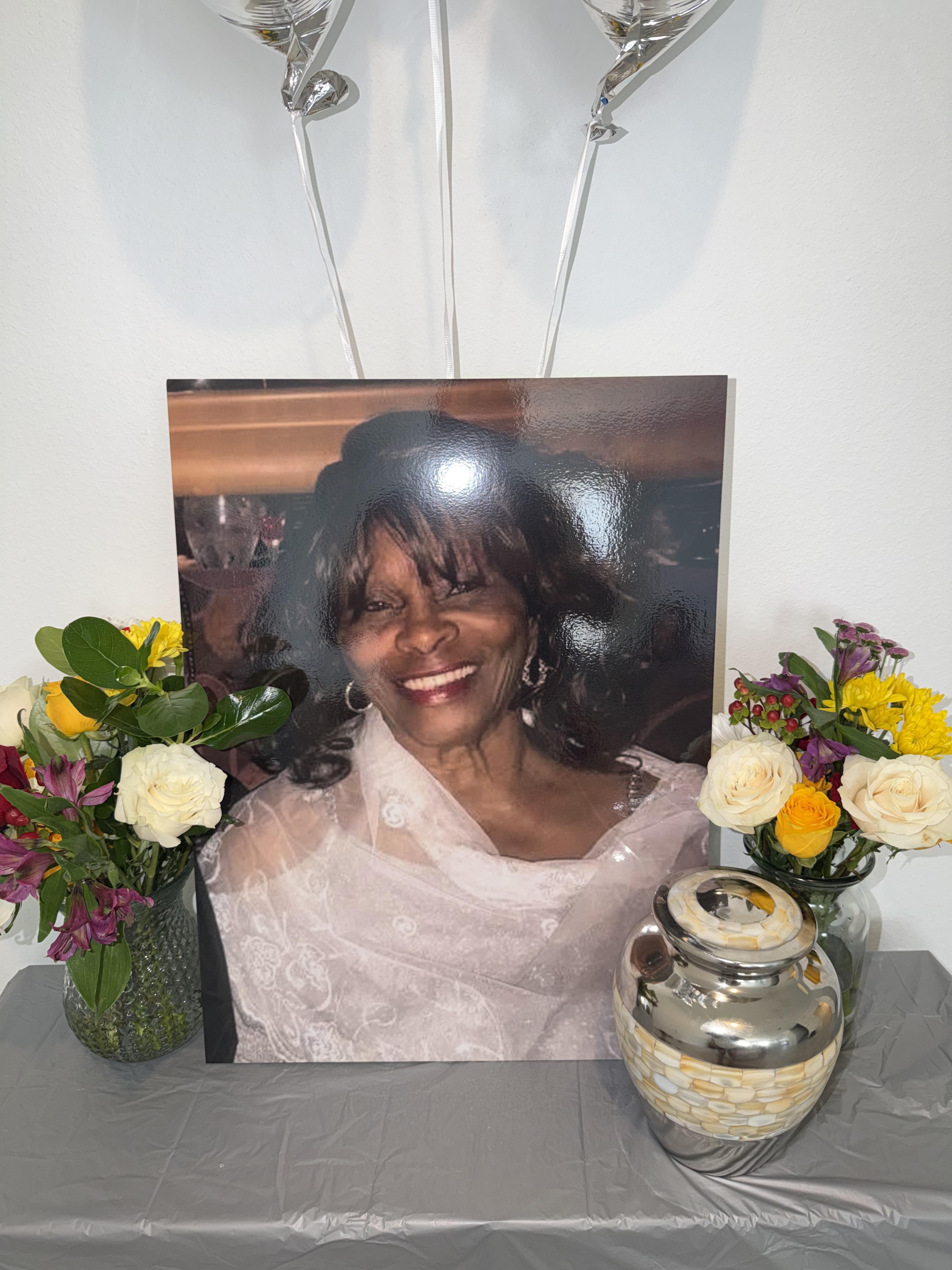A picture of a woman with flowers