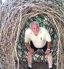 A man standing in a large structure
