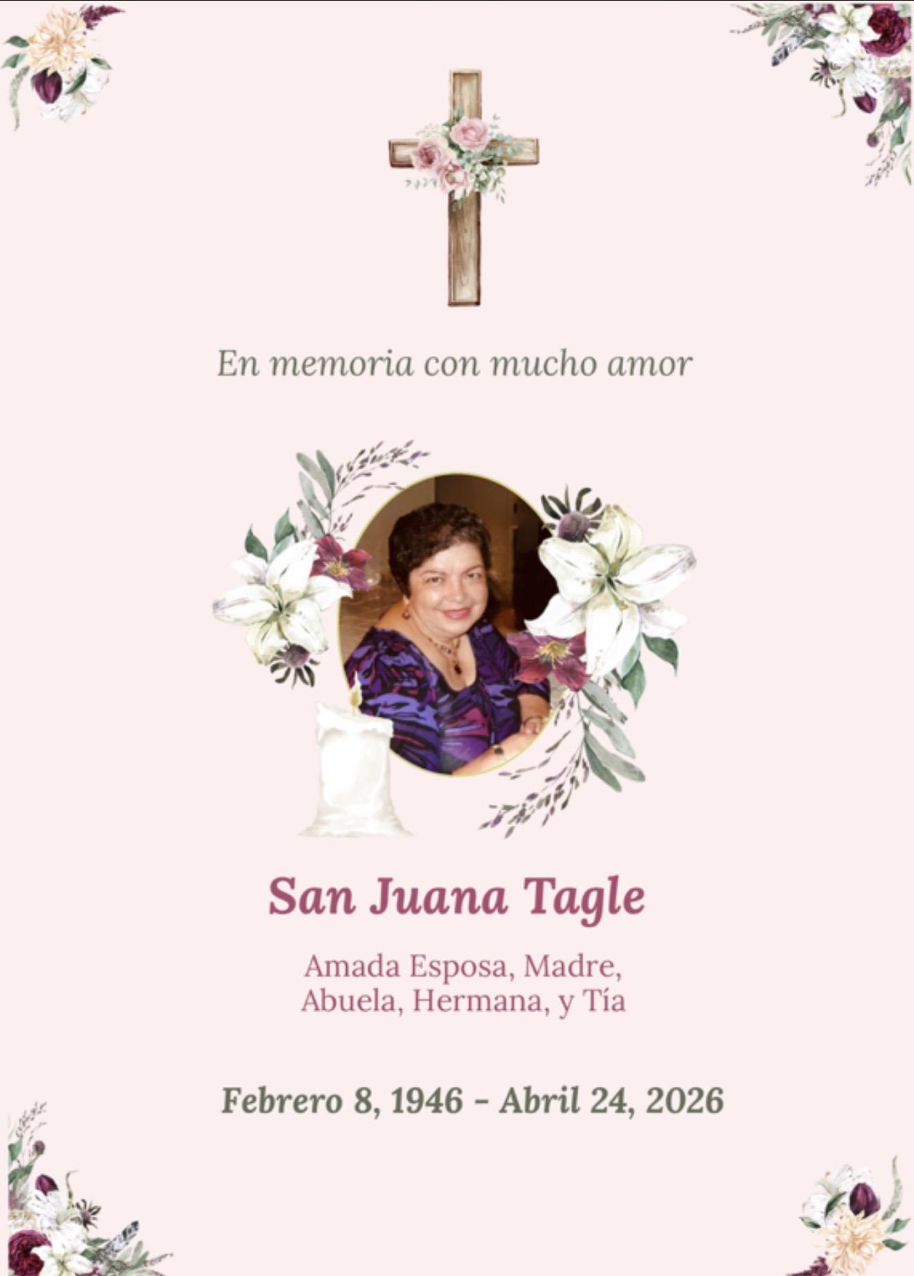A card with a cross and a picture of a woman