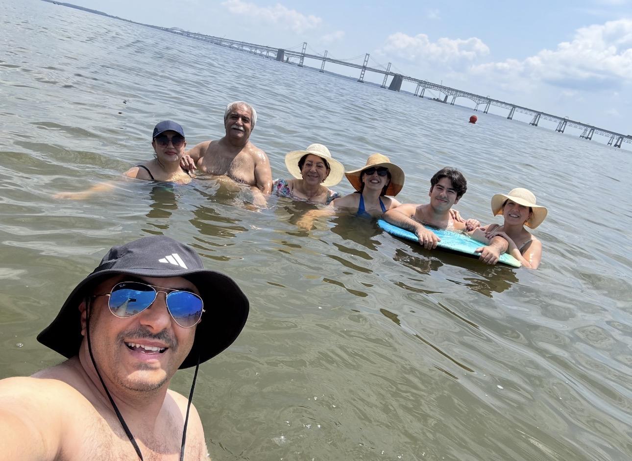 A group of people in water