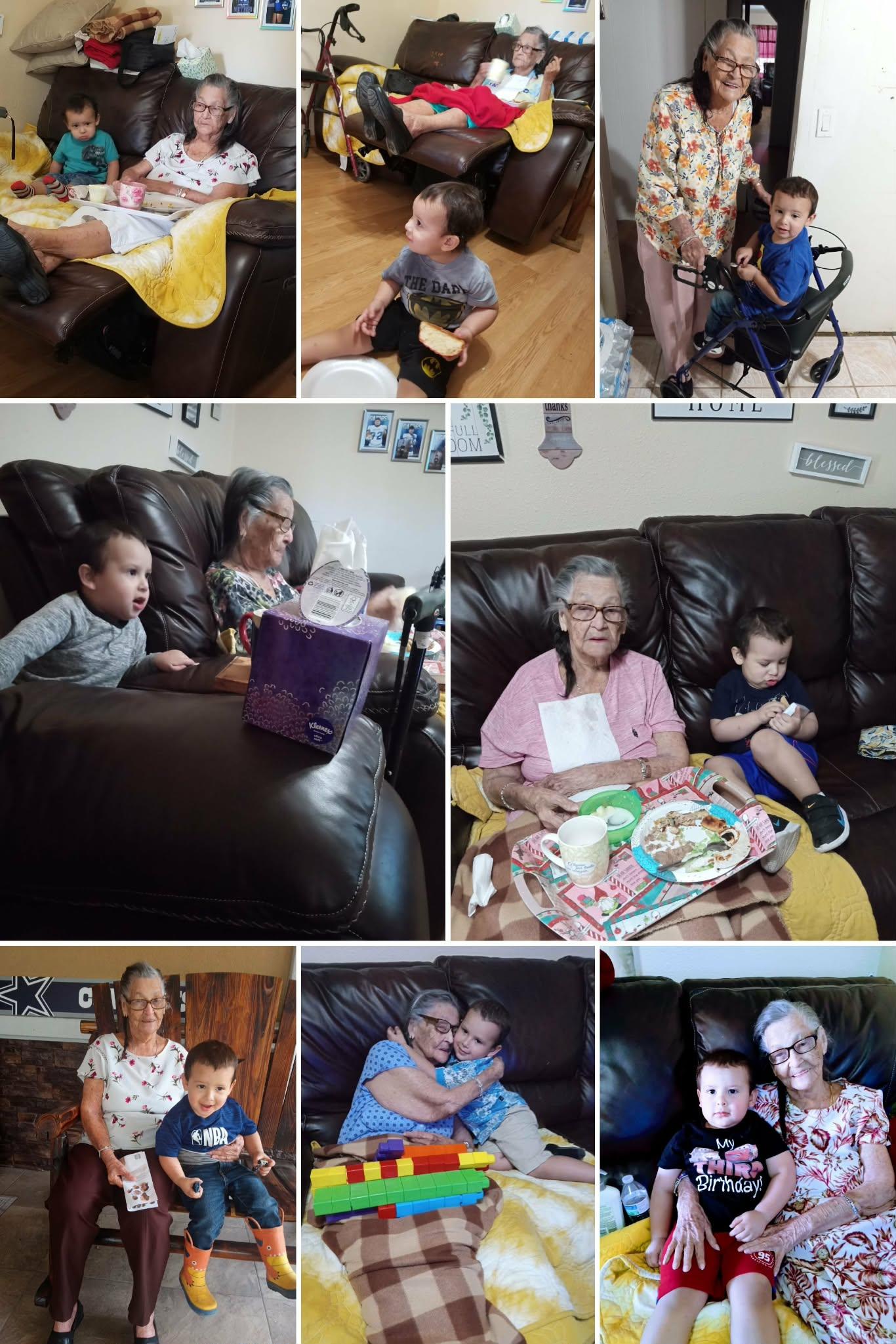 A collage of a woman and a child