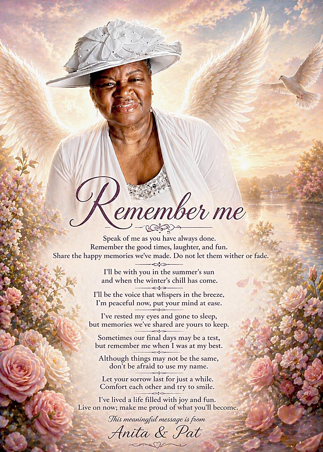A woman wearing a hat and wings