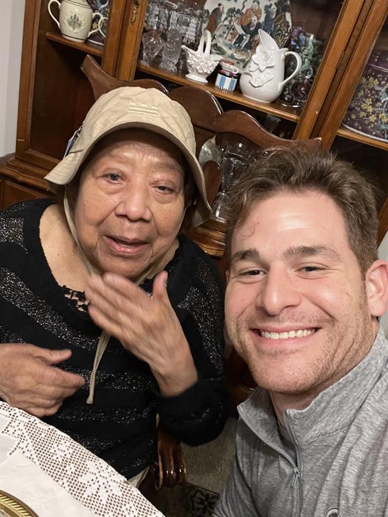 A man and woman taking a selfie