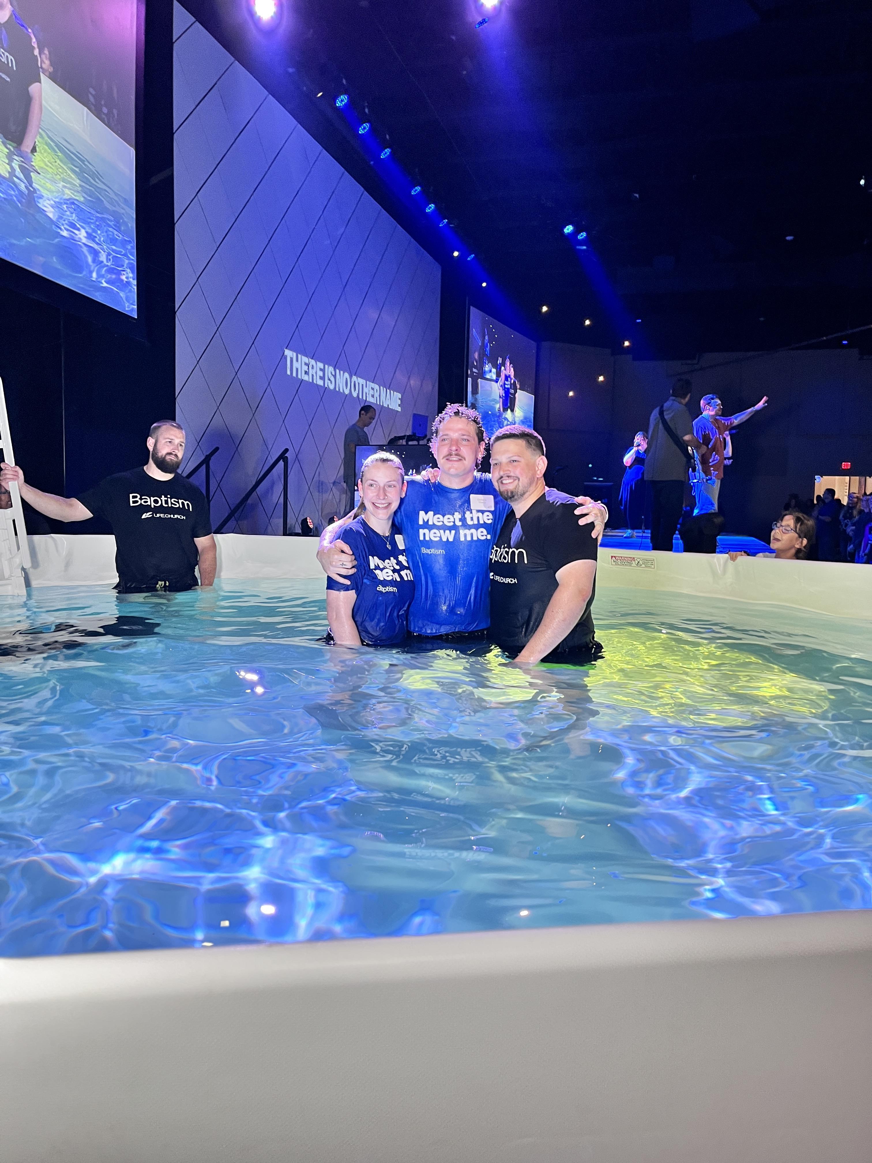 A group of people in a pool