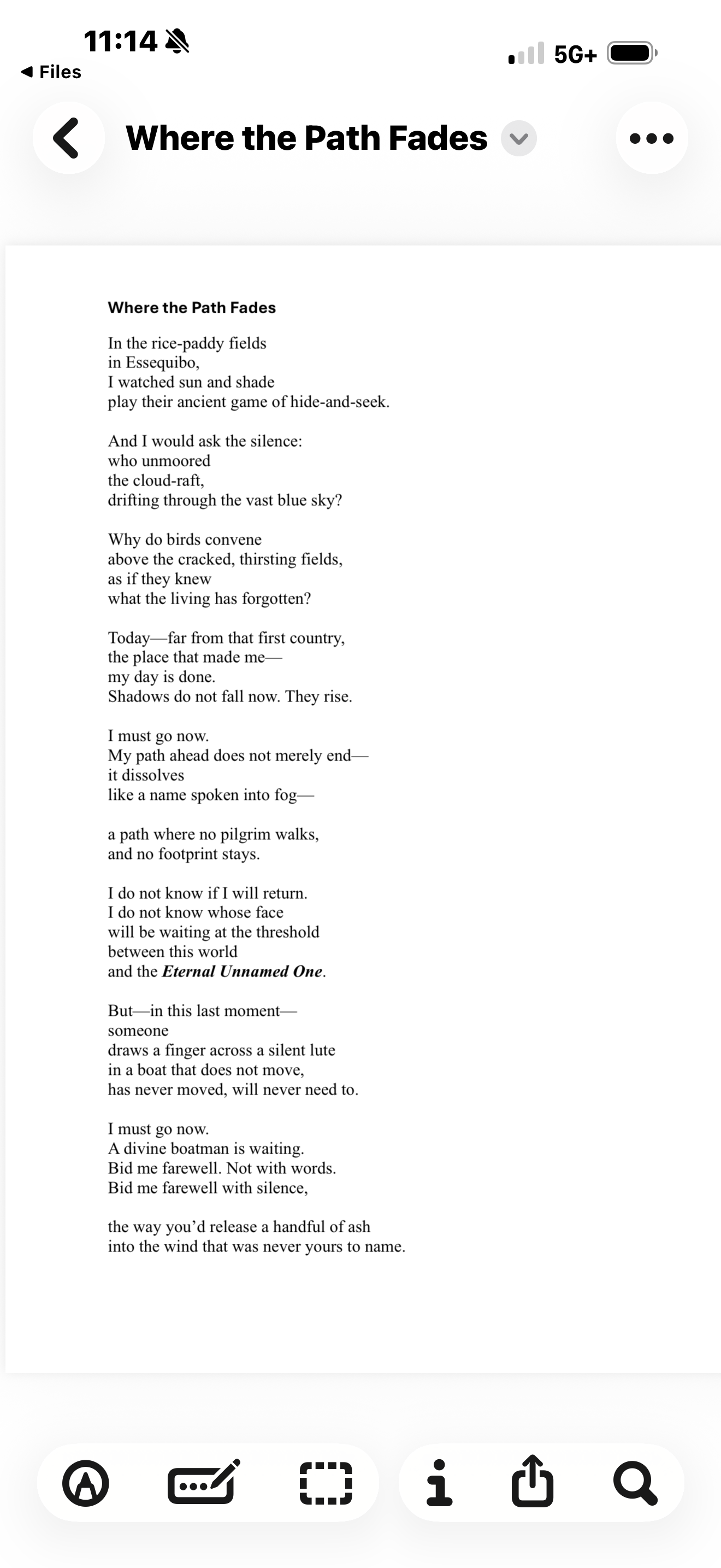 A page of a poem