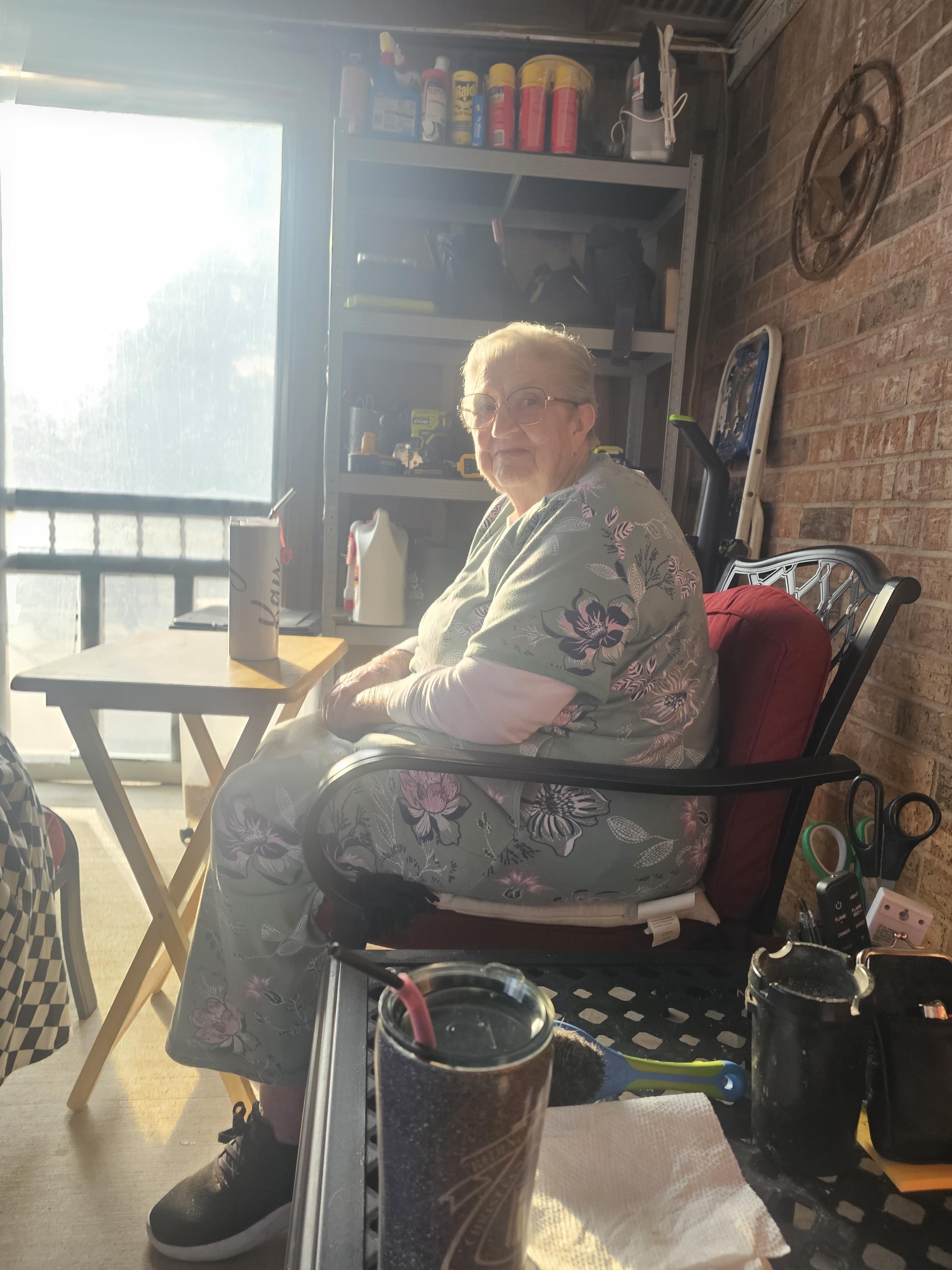A woman sitting in a chair
