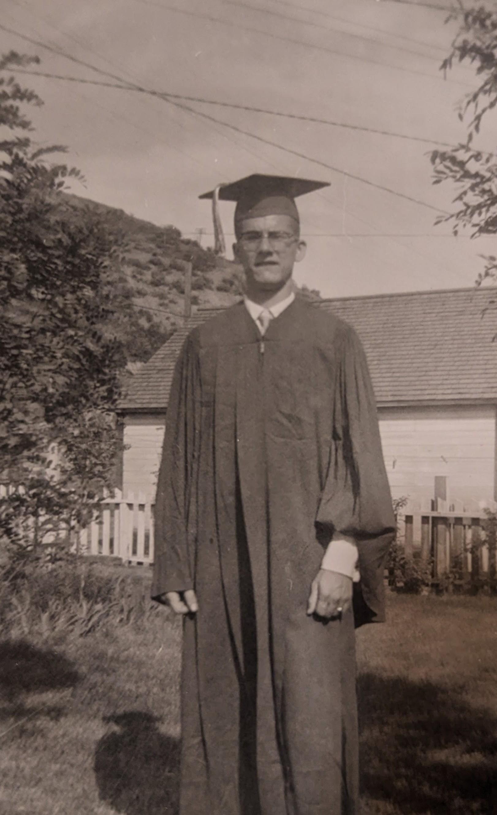 A man in a graduation gown