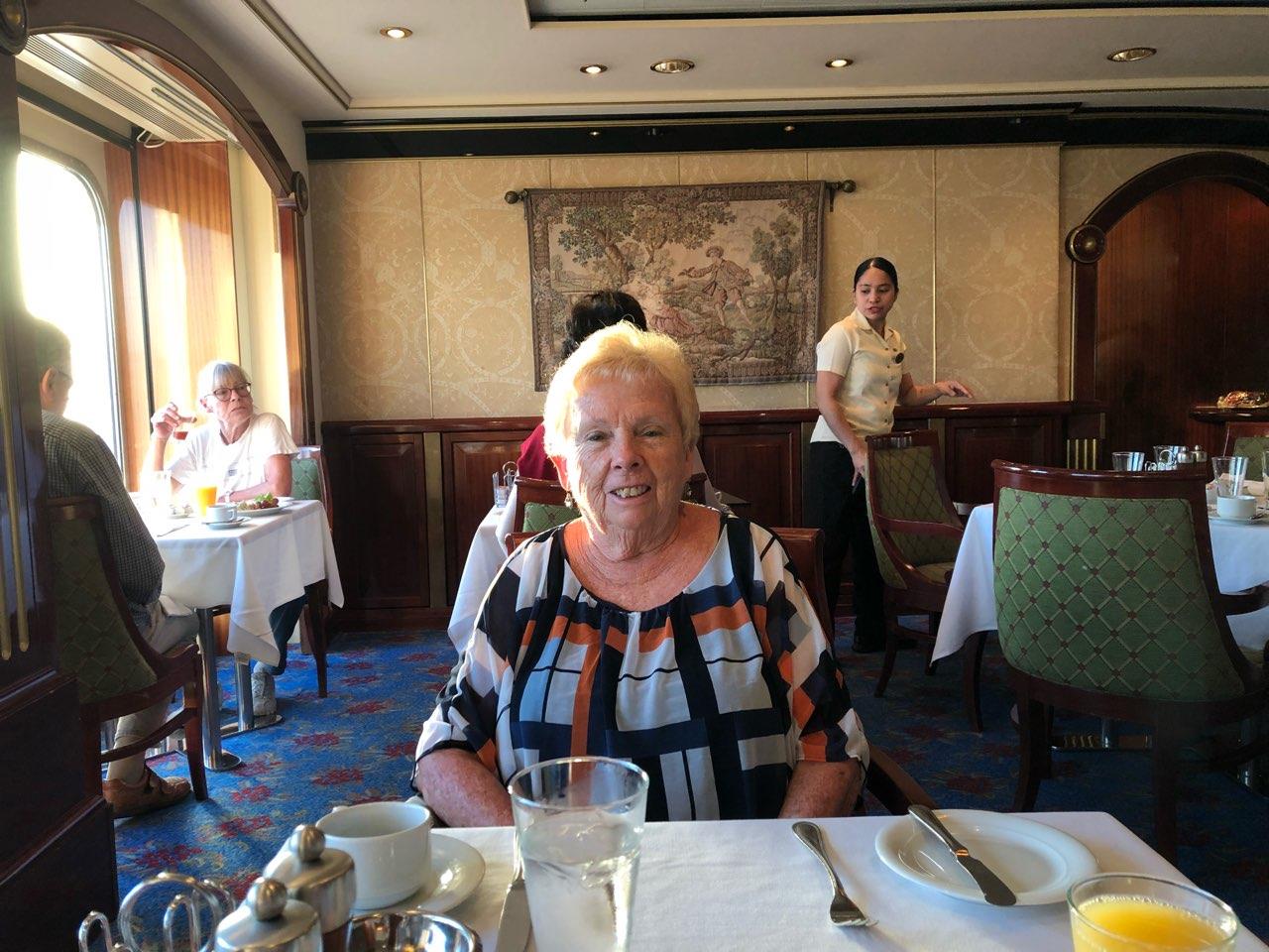 A woman sitting at a table
