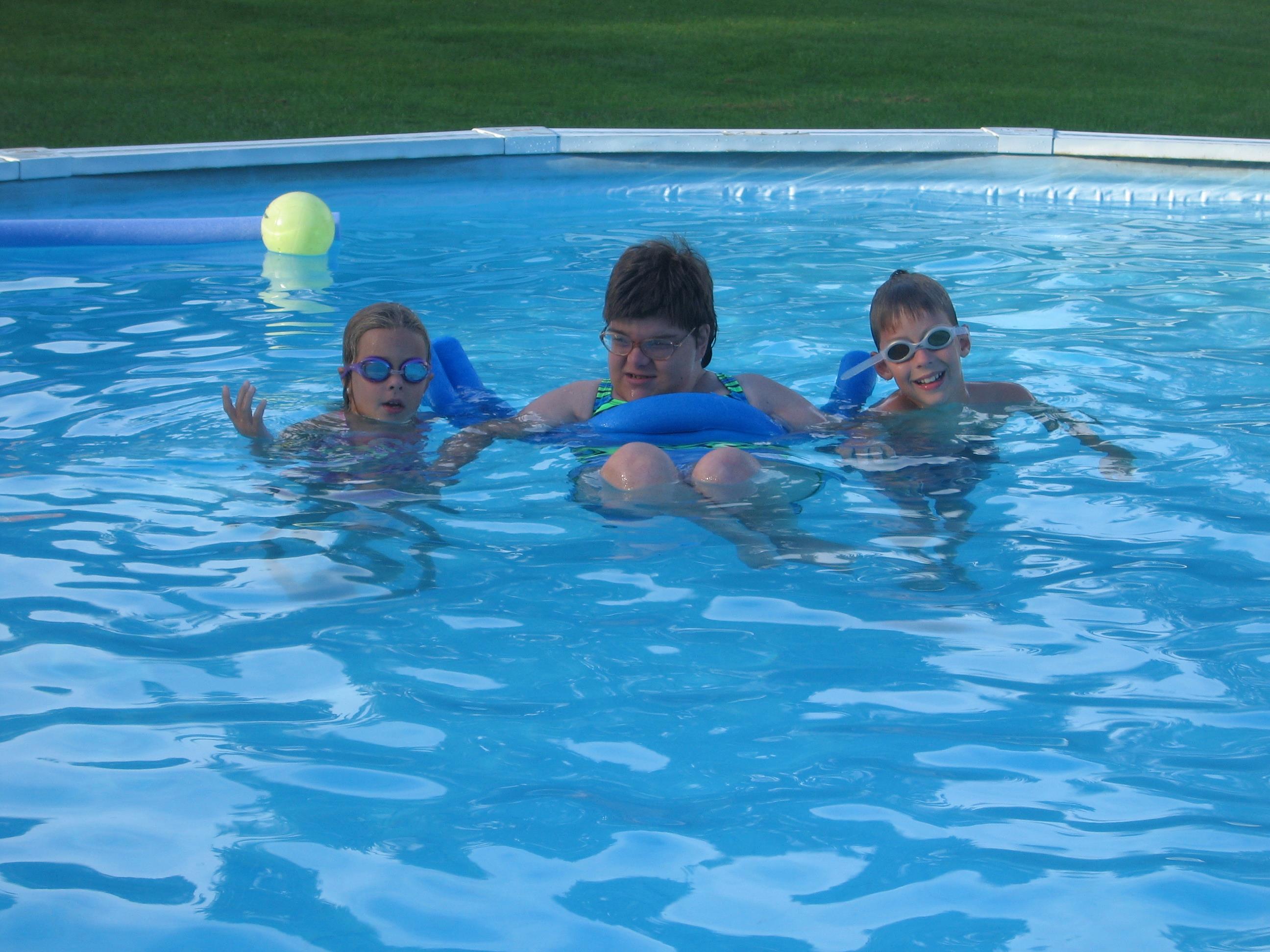 A group of people in a pool
