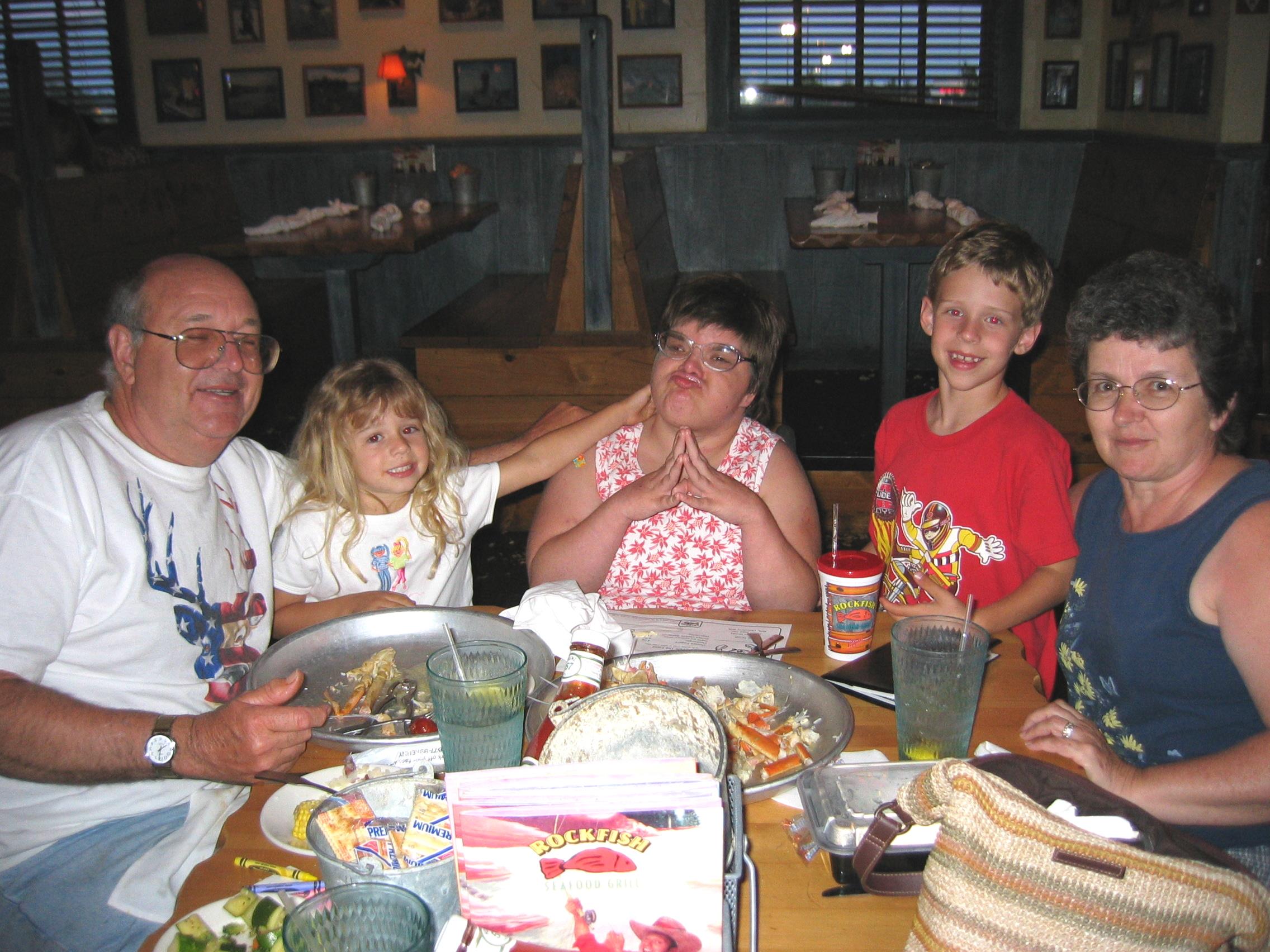 A group of people sitting at a table