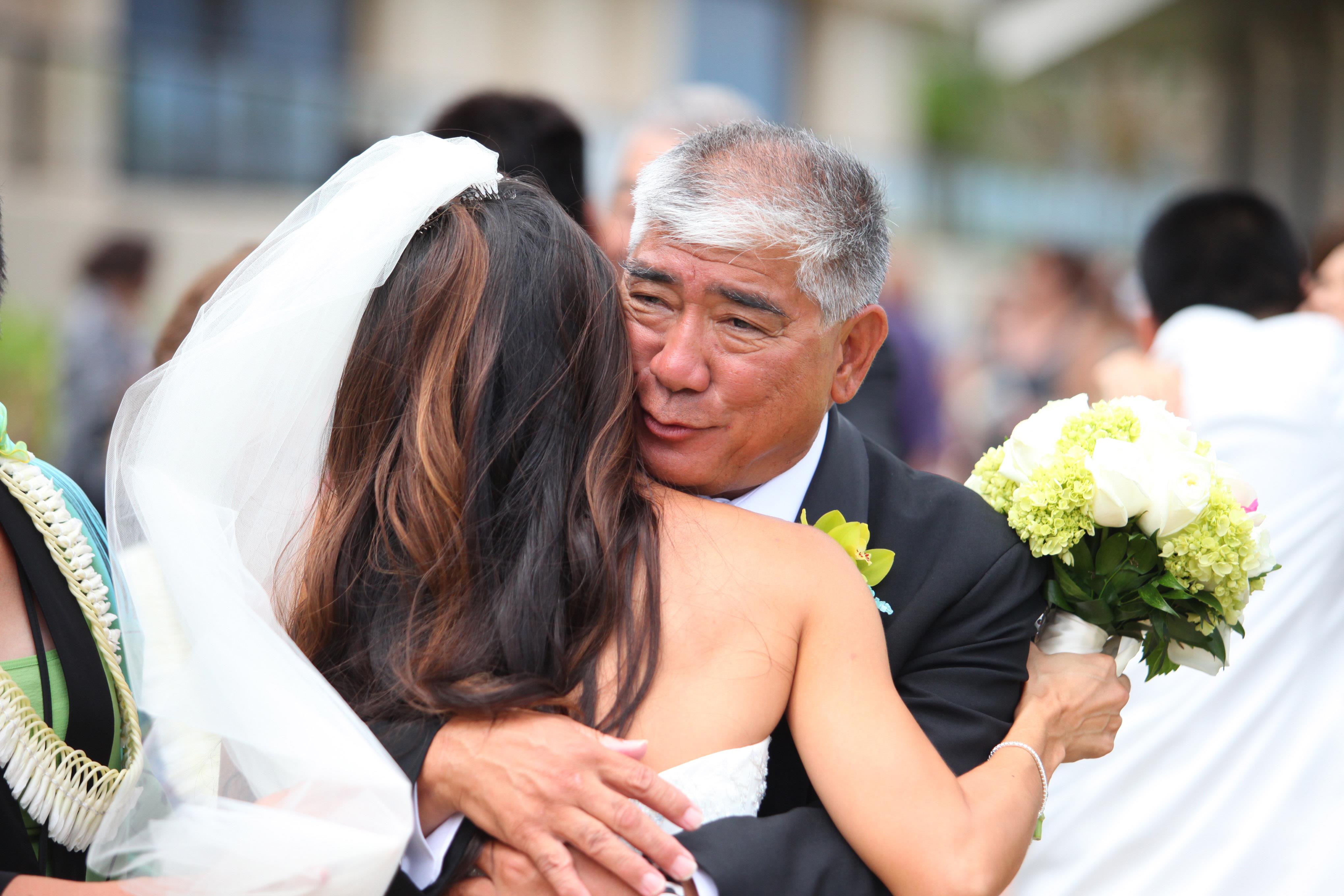 A man and woman hugging