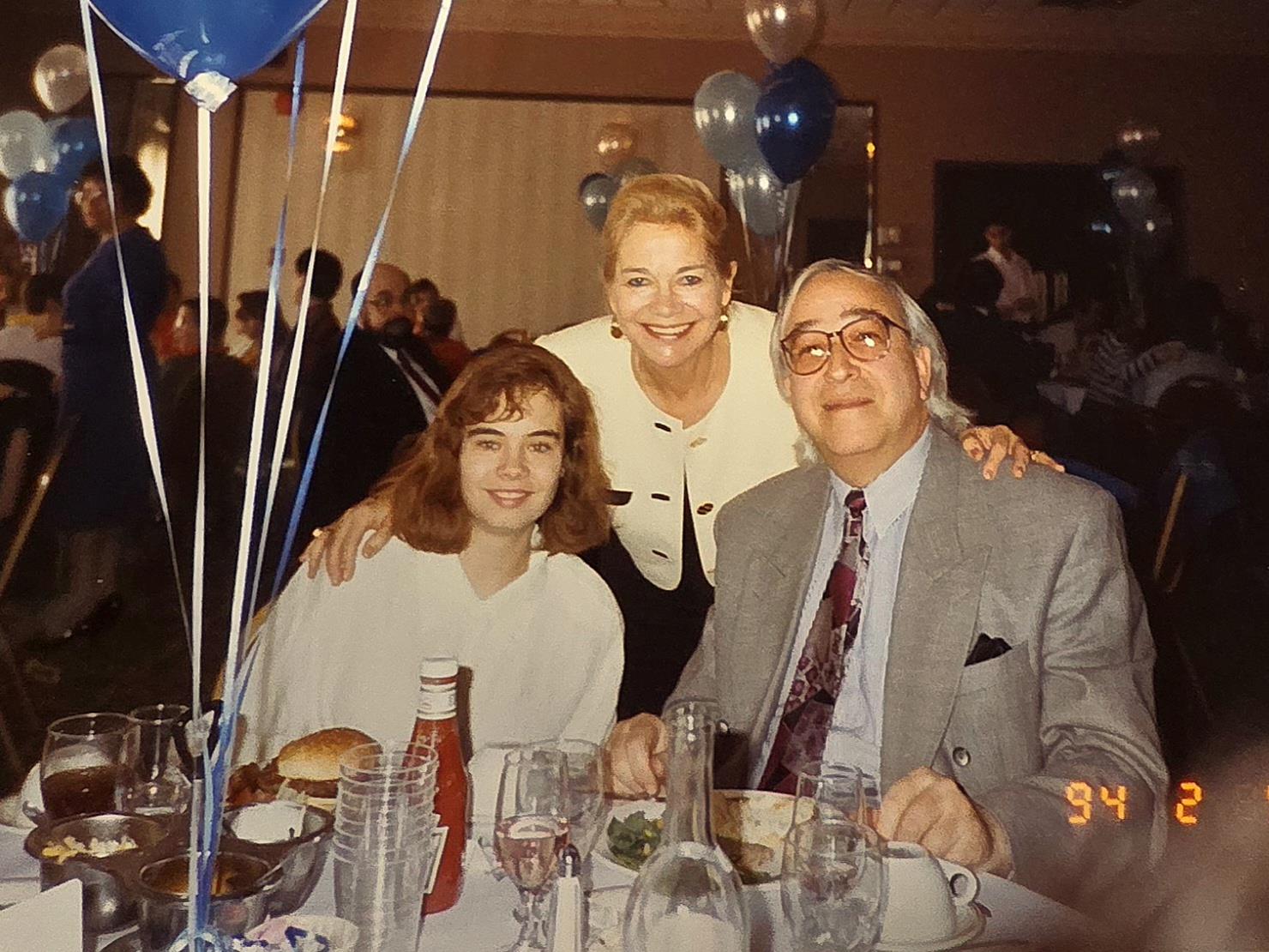 A group of people at a dinner table