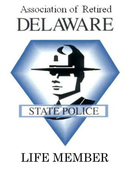 A logo of a state police officer