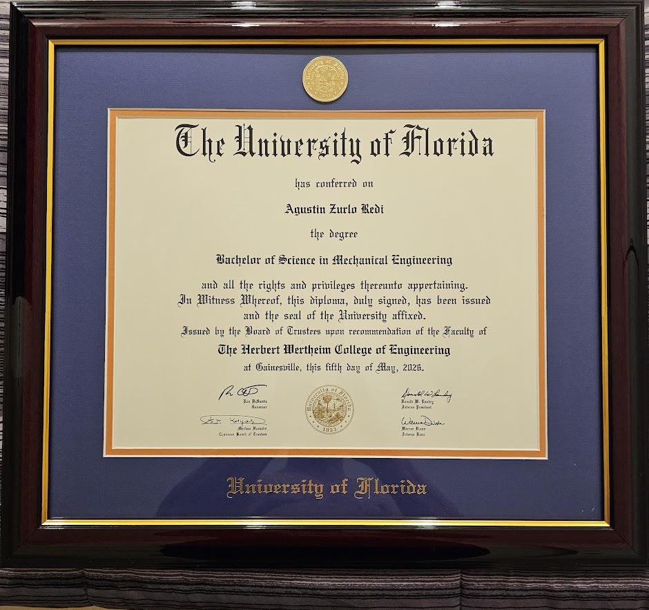 A diploma in a frame