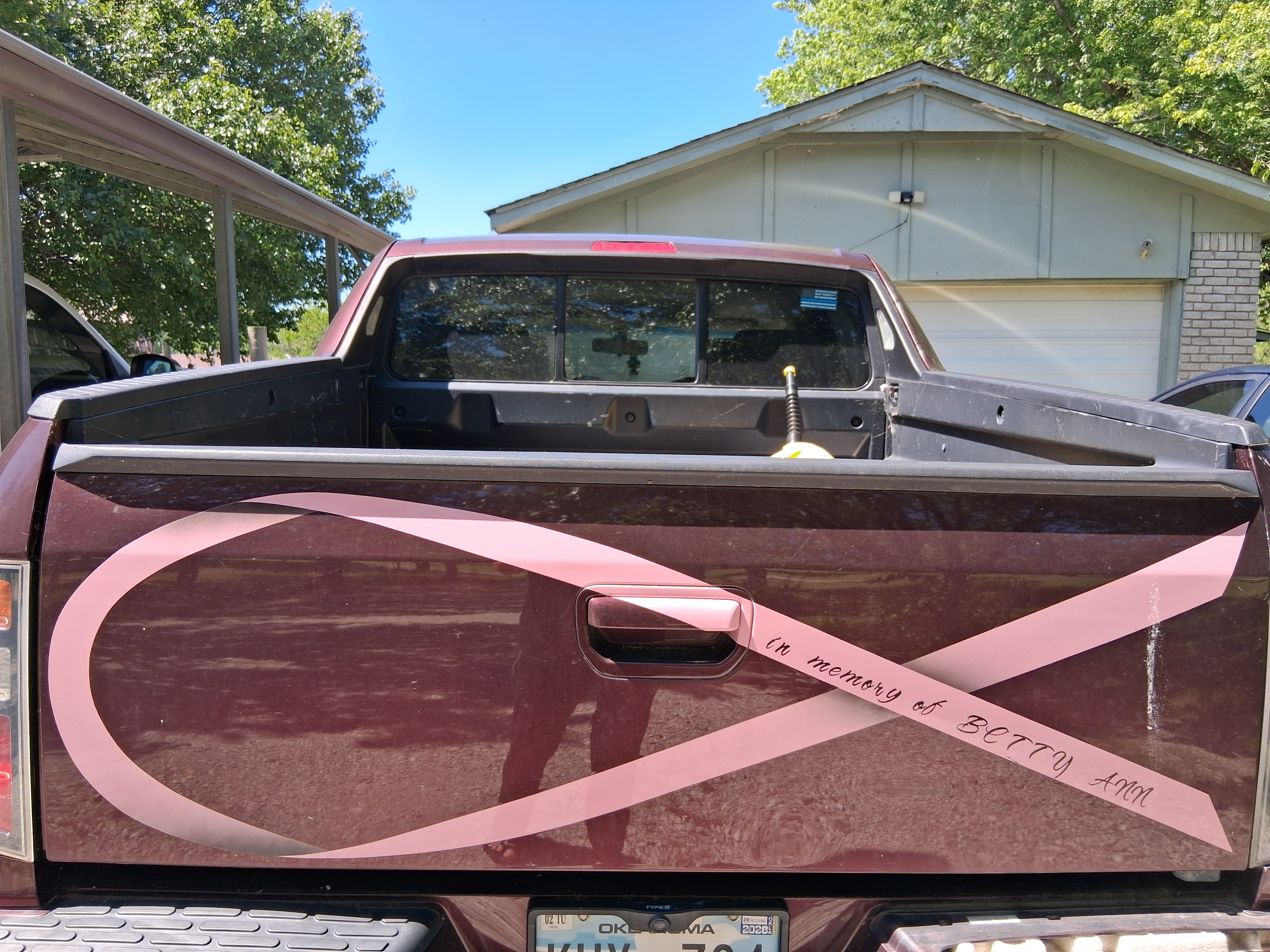 The back of a pickup truck