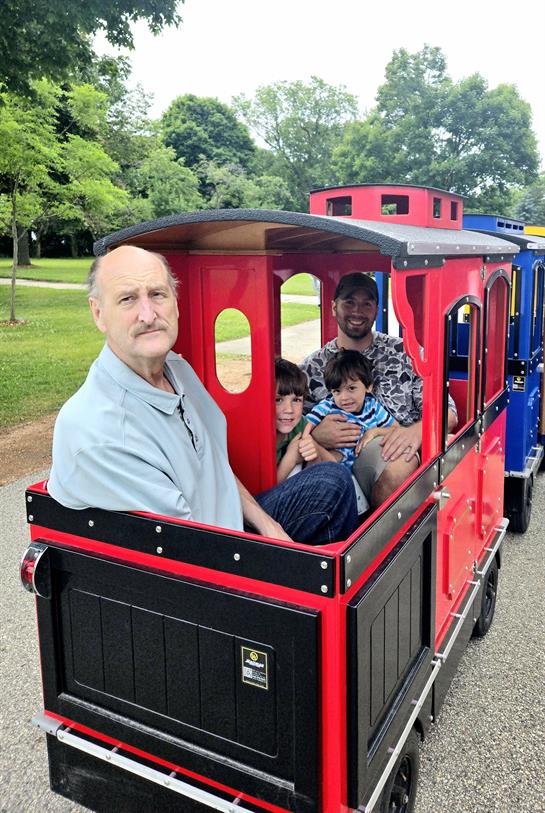 A group of people in a train