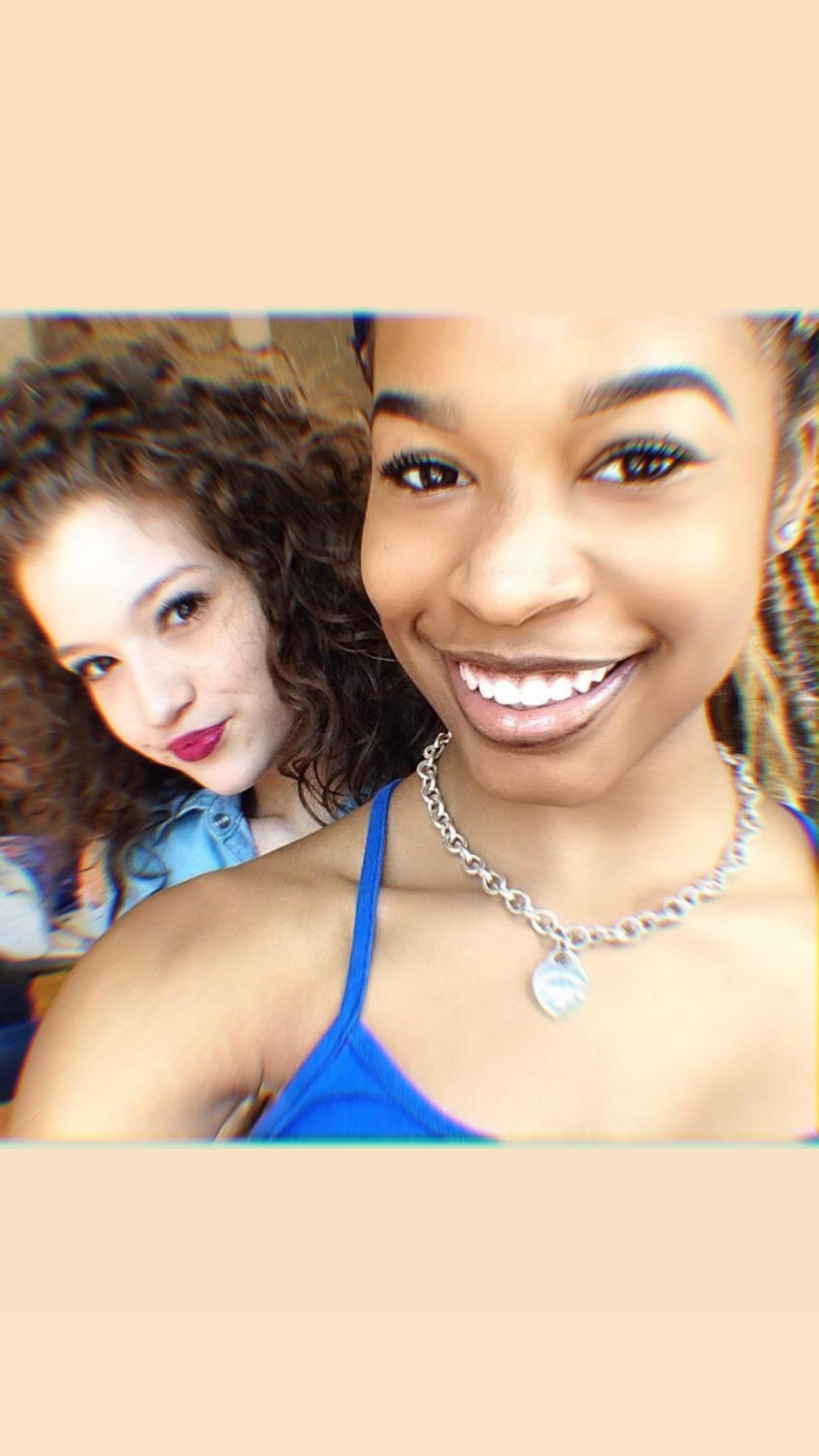 A selfie of two women