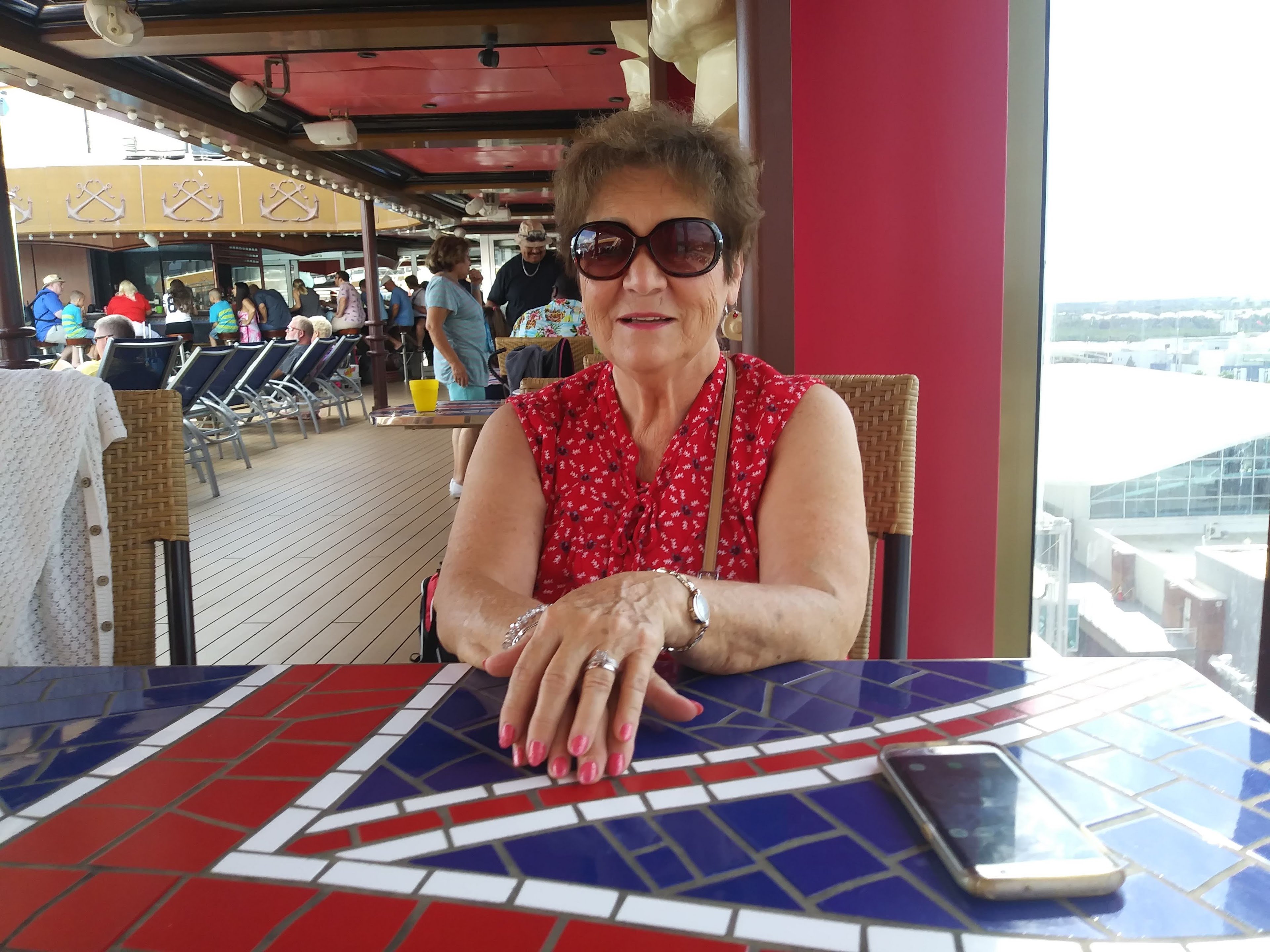 A woman sitting at a table