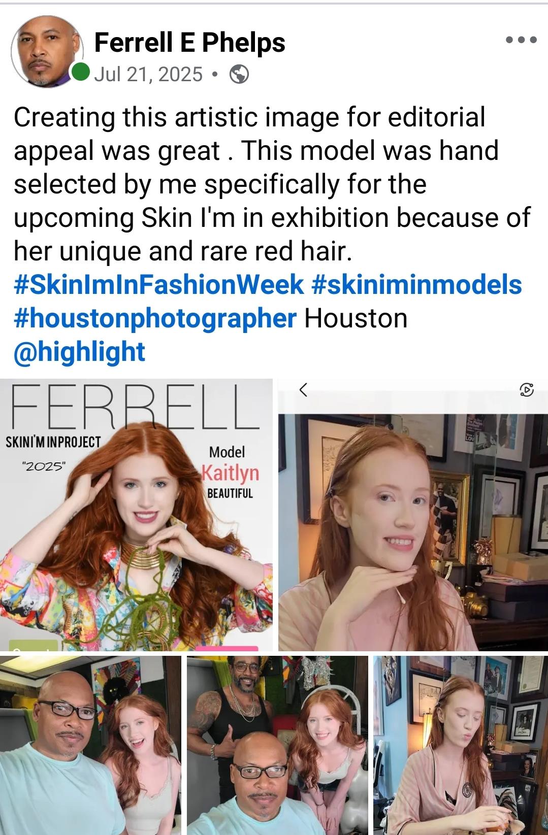 A collage of a woman with red hair