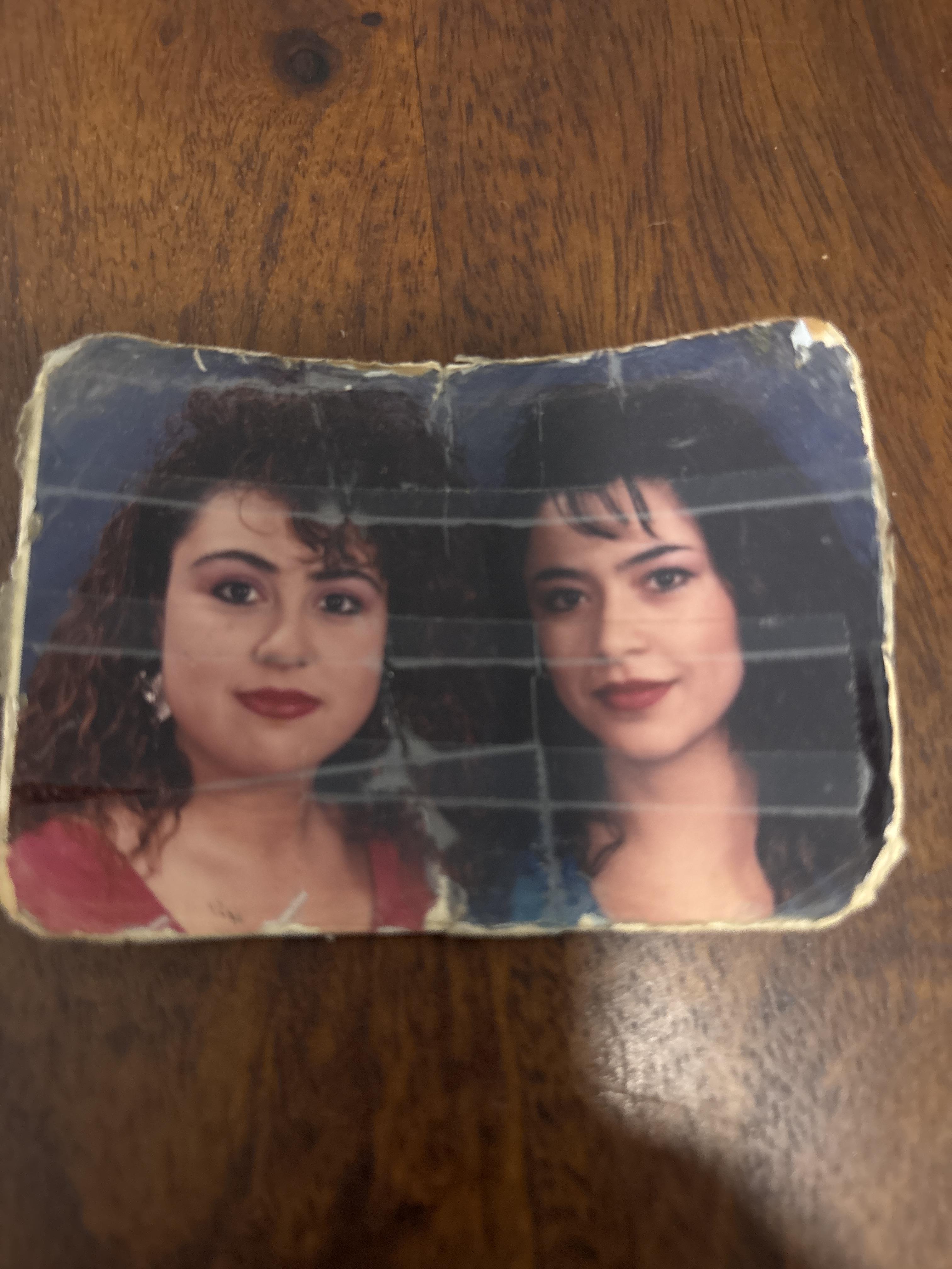 A picture of two women on a table