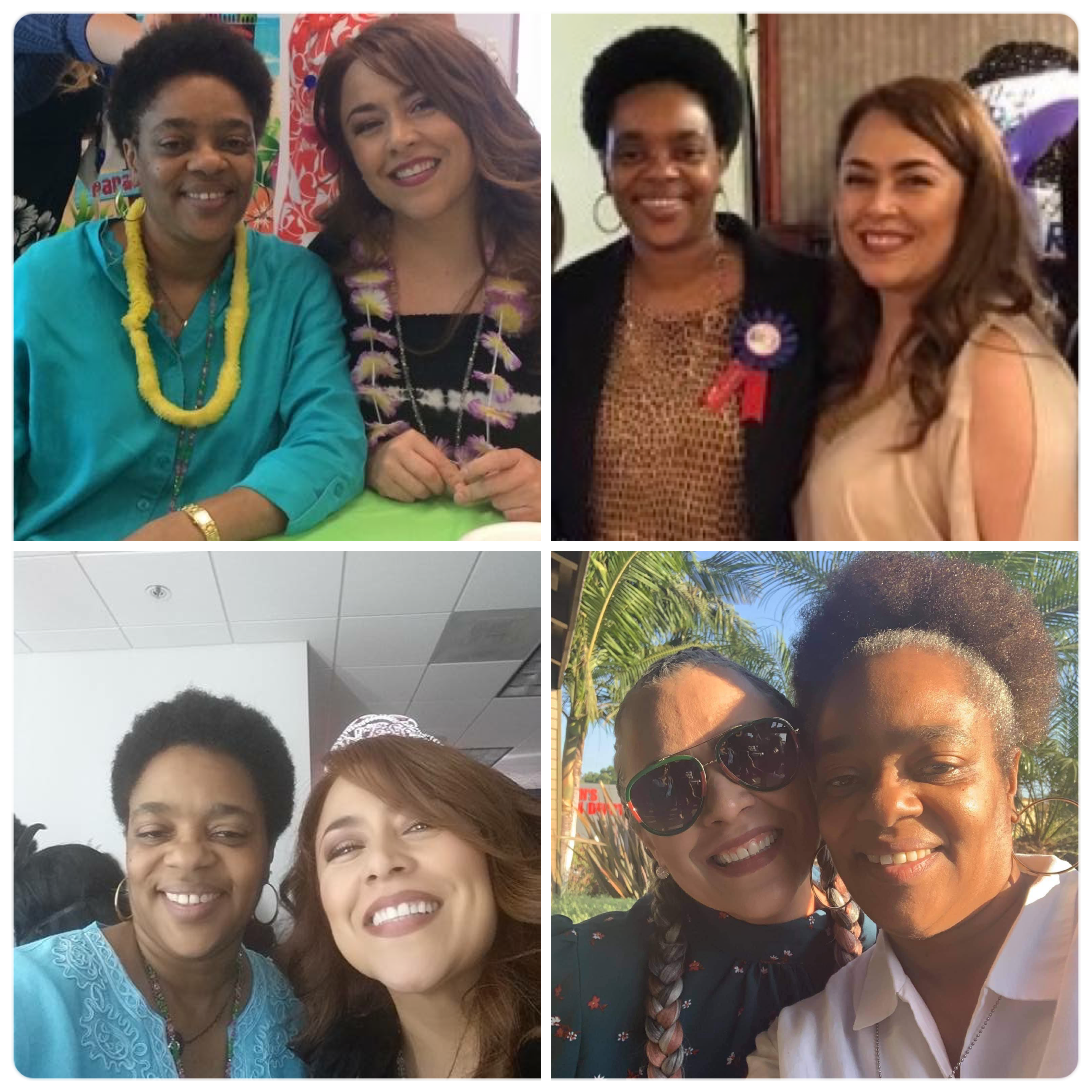 A collage of women smiling