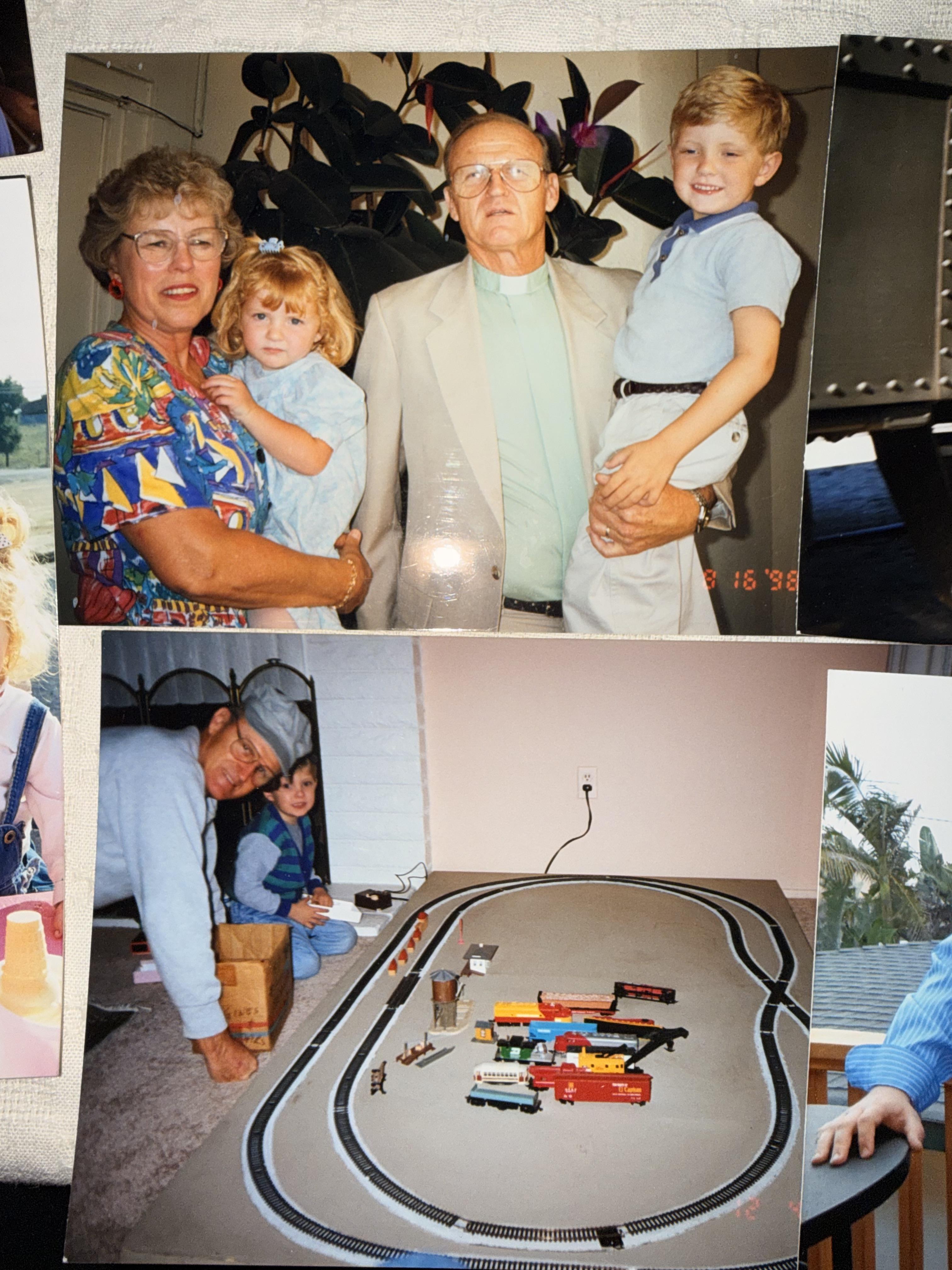 A collage of a family